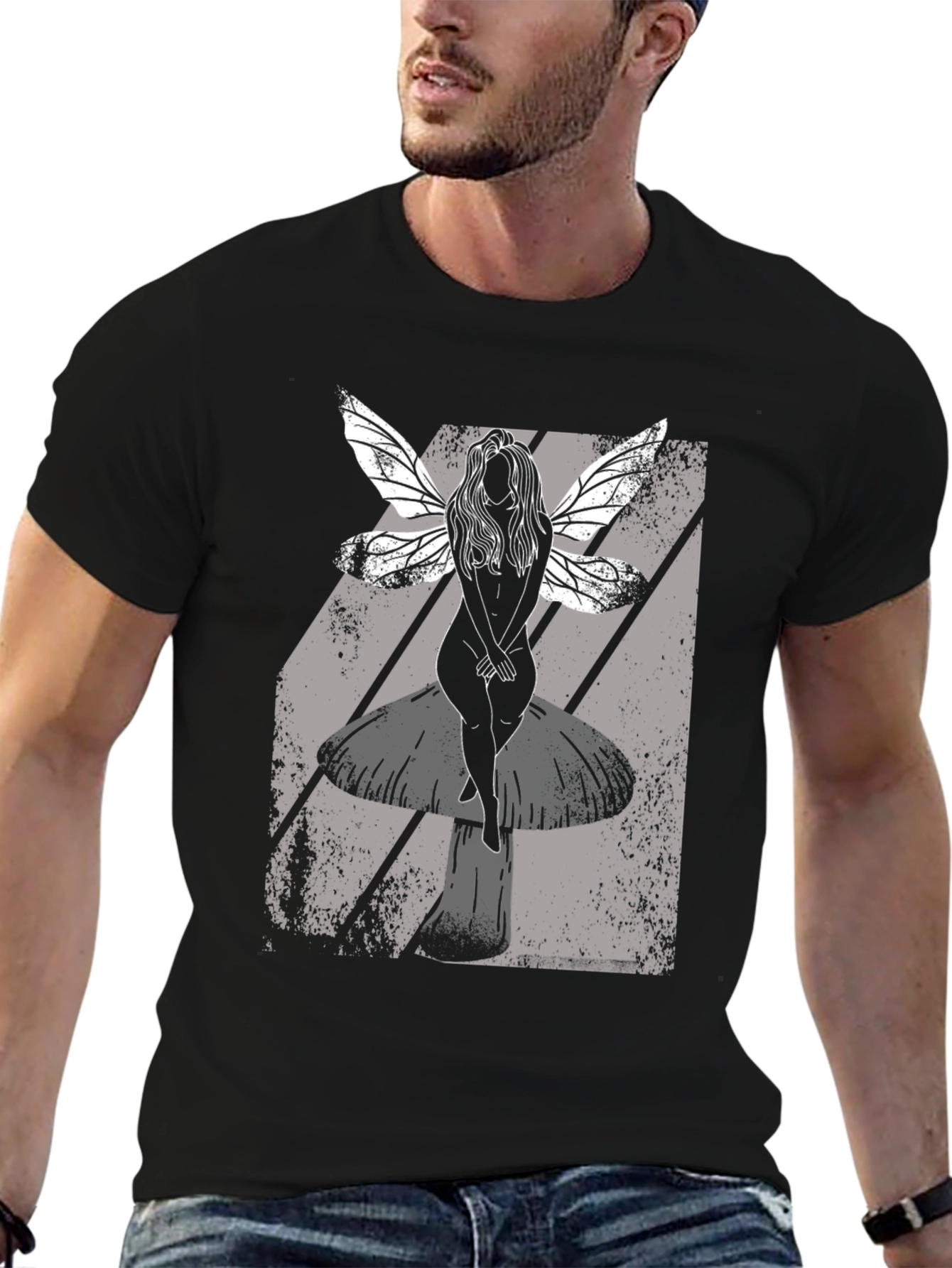 Fairy on Mushroom T-Shirt - Unique Graphic Tee
