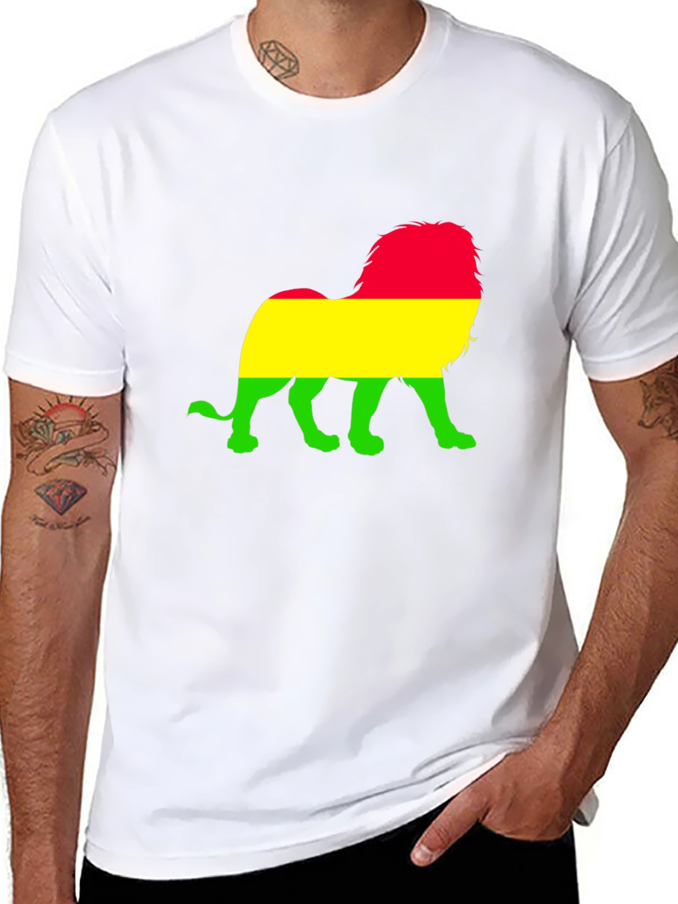 Rasta Lion Graphic T-Shirt - Black