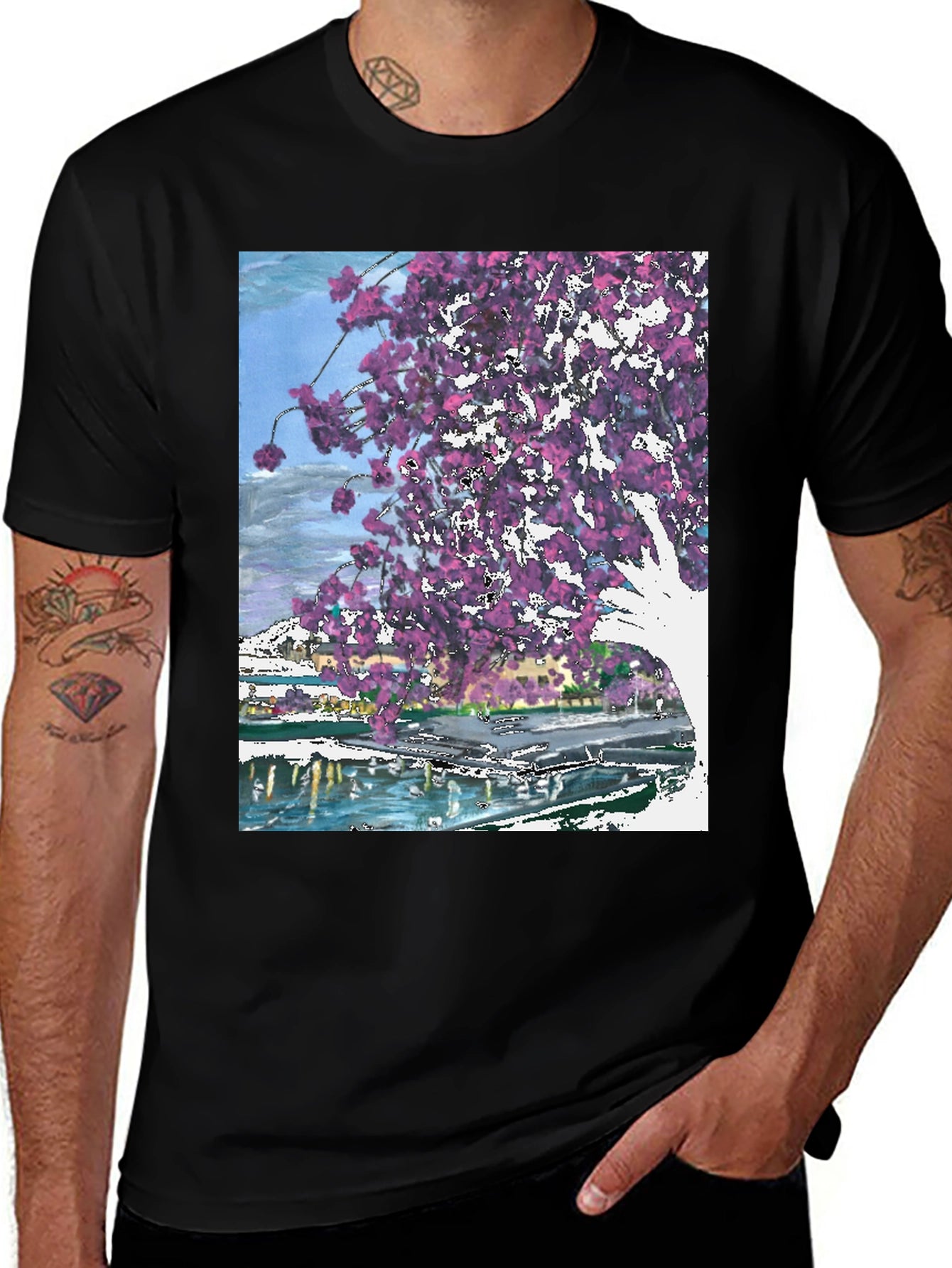 Floral Graphic Black T-Shirt