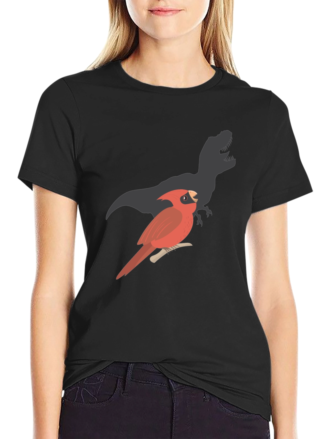 Cardinal Dinosaur Shadow Black T-Shirt
