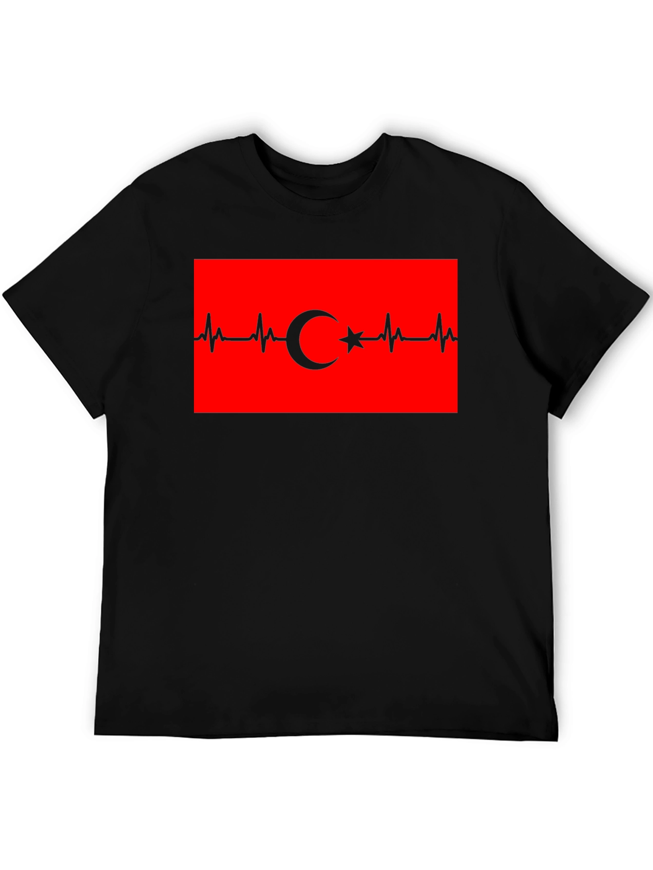 Heartbeat Turkey Flag T-Shirt - Black