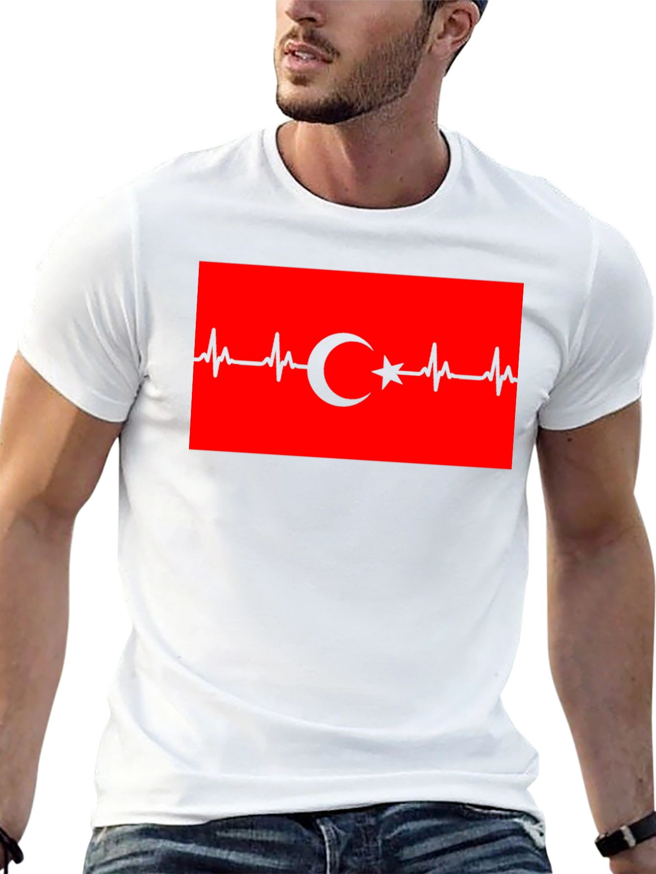 Heartbeat Turkey Flag T-Shirt - Black