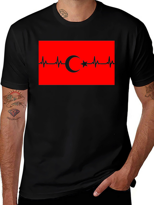 Heartbeat Turkey Flag T-Shirt - Black