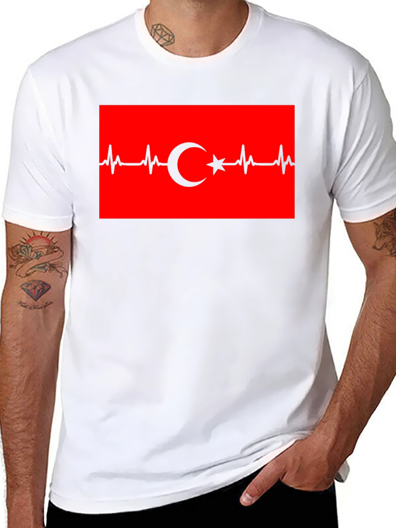 Heartbeat Turkey Flag T-Shirt - Black
