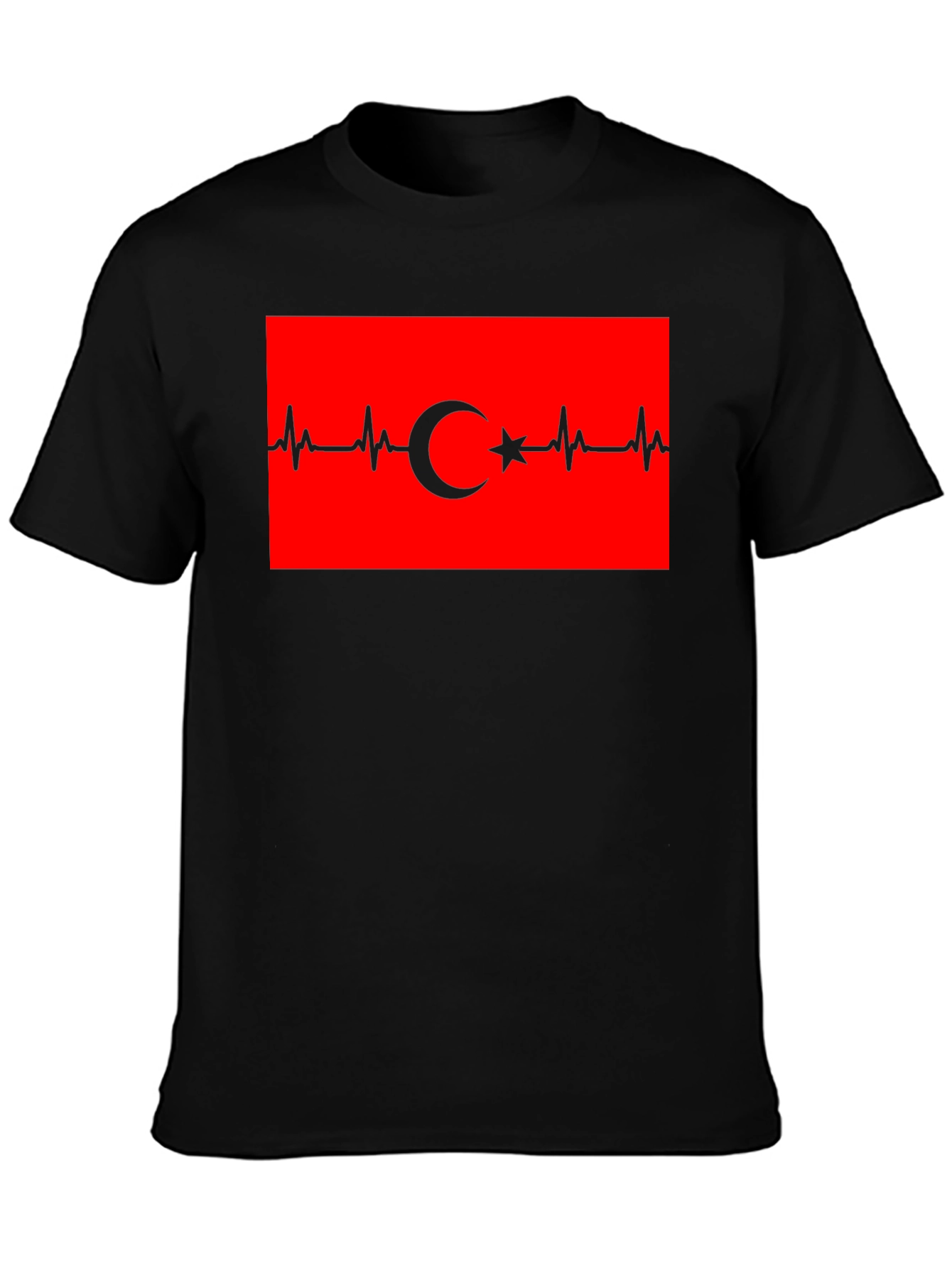 Heartbeat Turkey Flag T-Shirt - Black