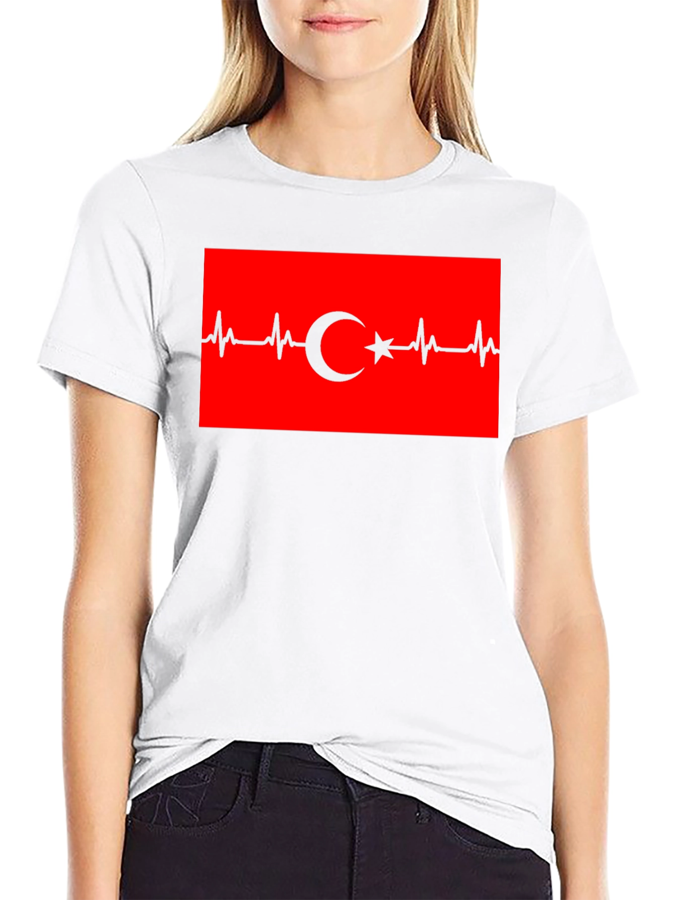 Heartbeat Turkey Flag T-Shirt - Black
