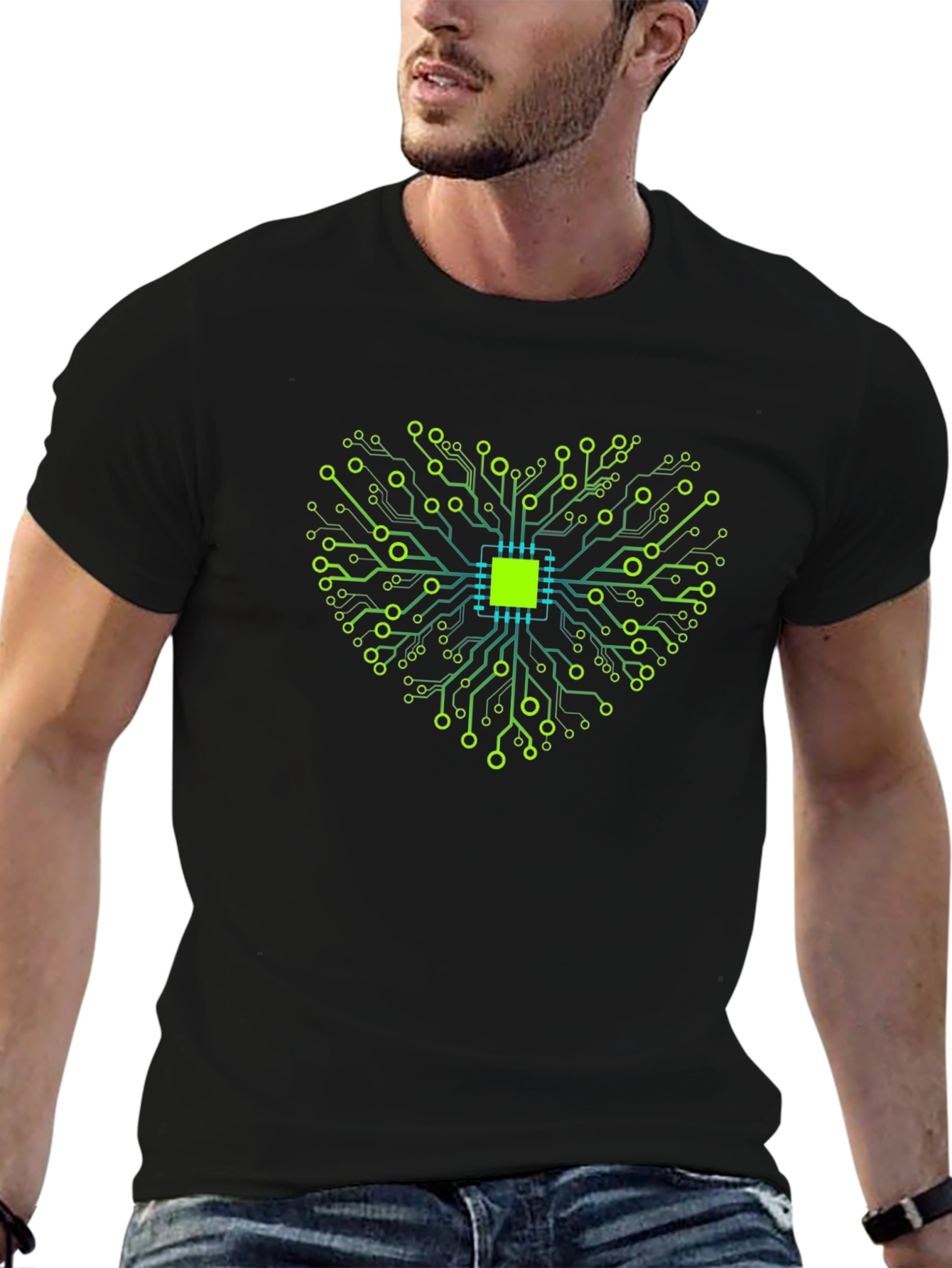 Tech Heart Graphic Black T-Shirt