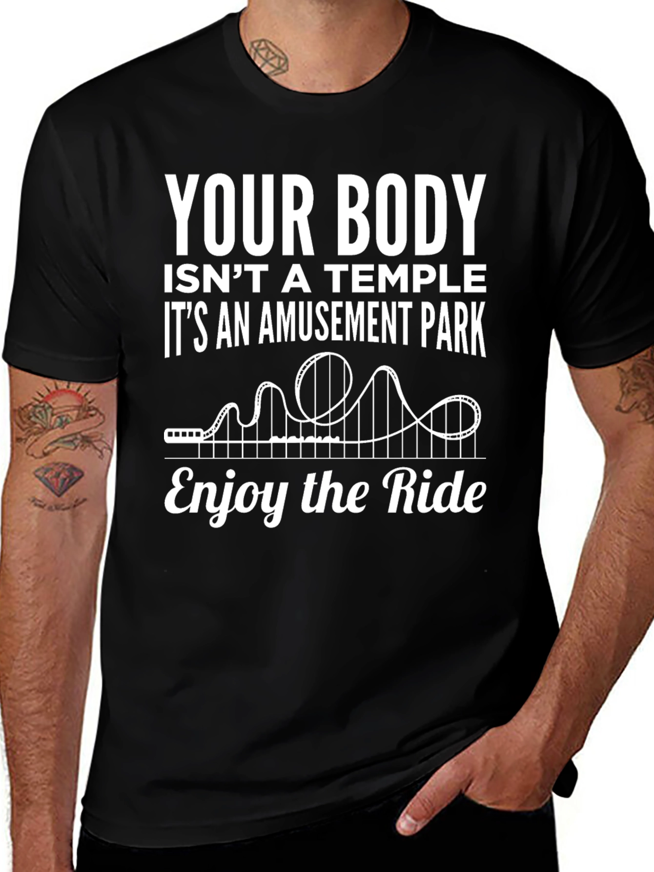Amusement Park Body Black Cotton Graphic Tee