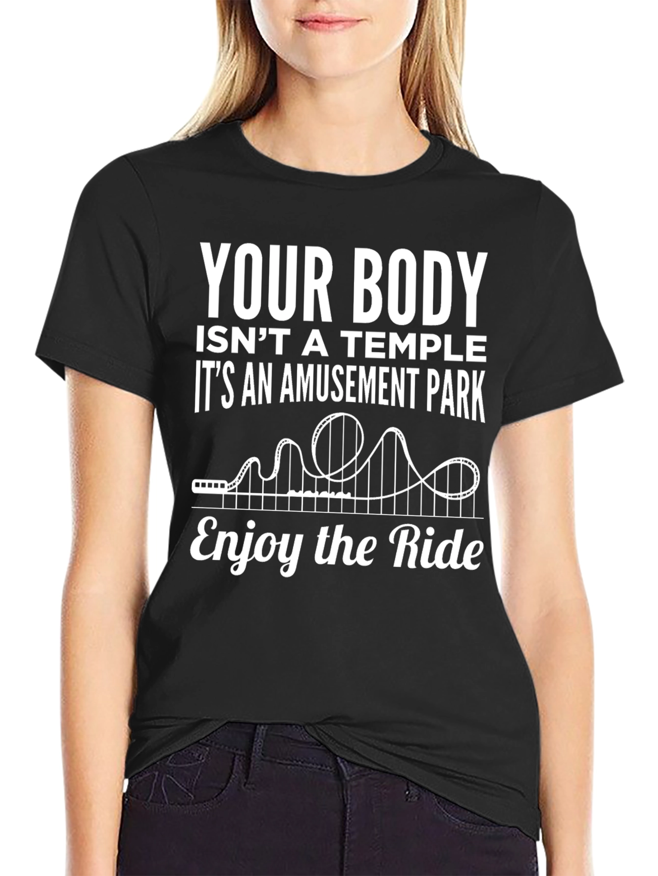Amusement Park Body Black Cotton Graphic Tee