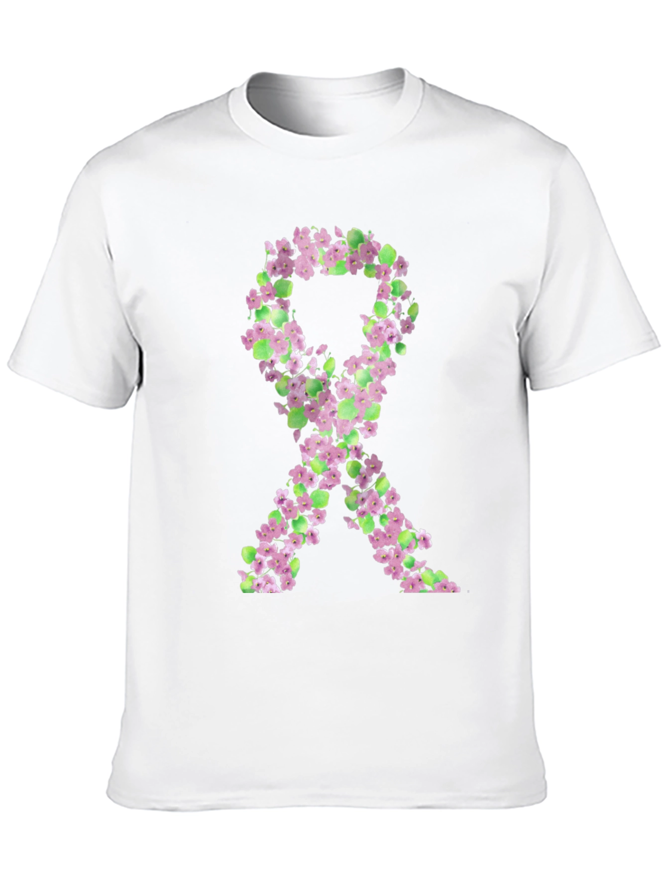 Floral Breast Cancer Awareness Ribbon T-Shirt