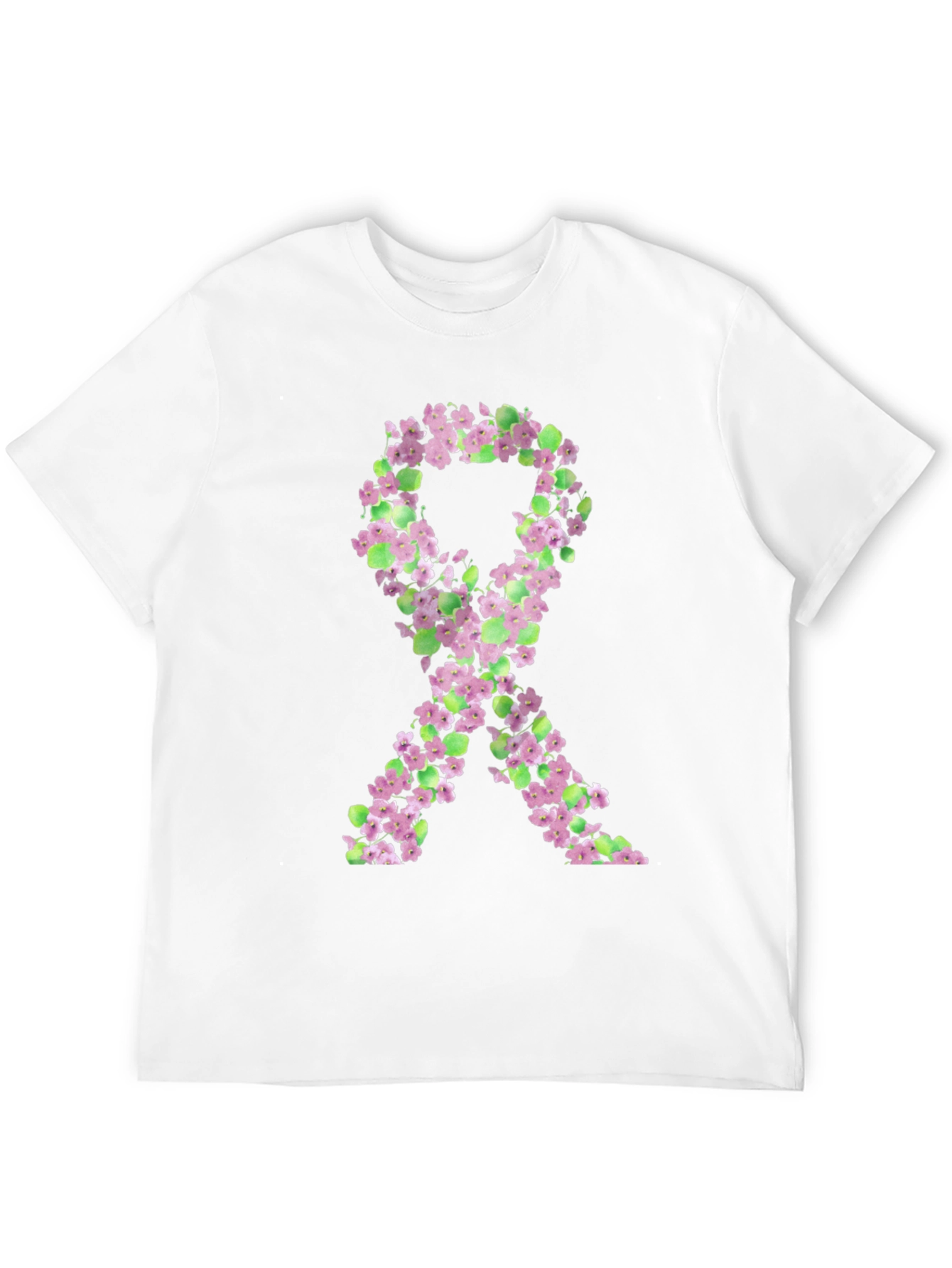 Floral Breast Cancer Awareness Ribbon T-Shirt