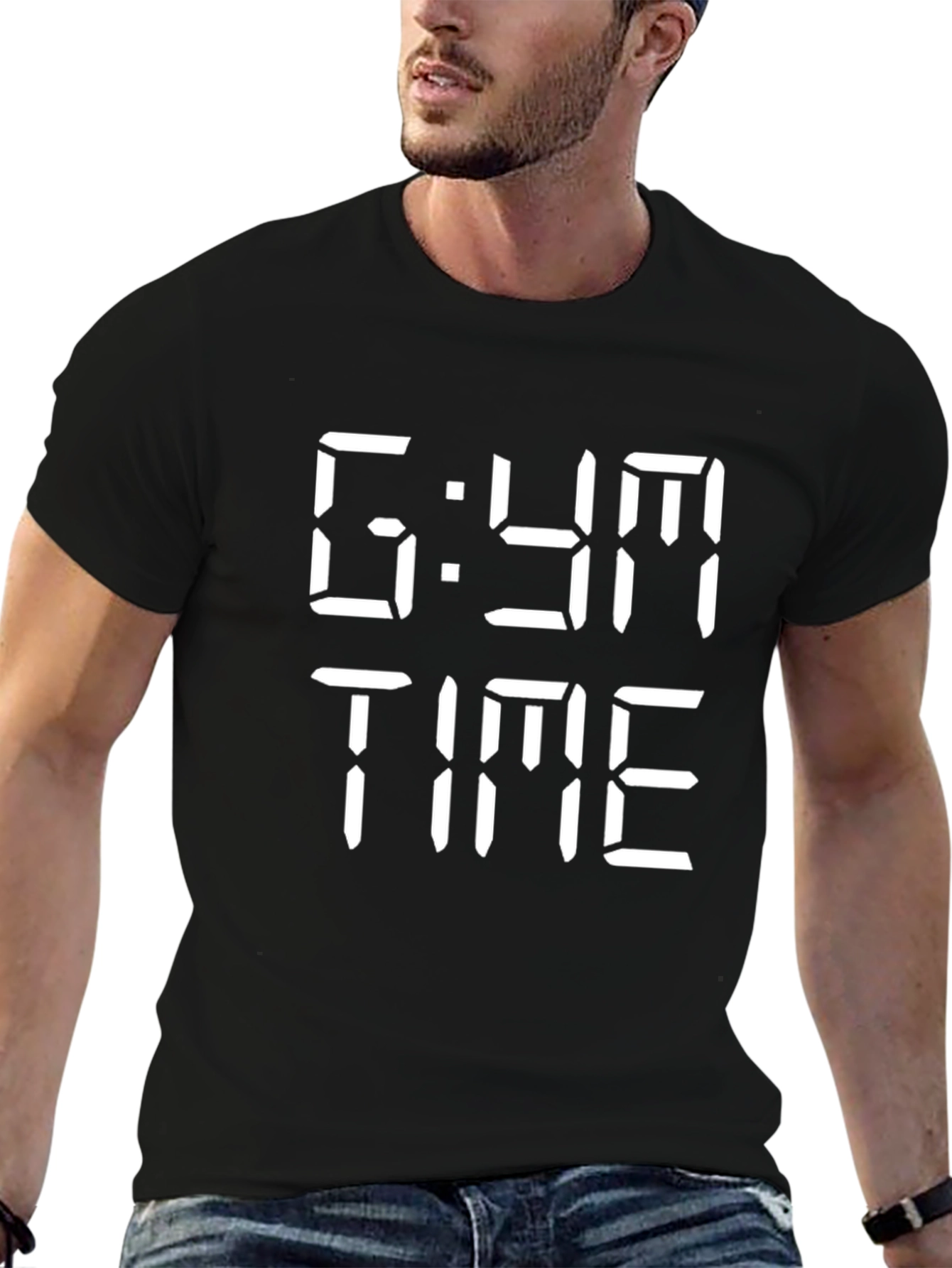 Gym Time Graphic Print Black T-Shirt