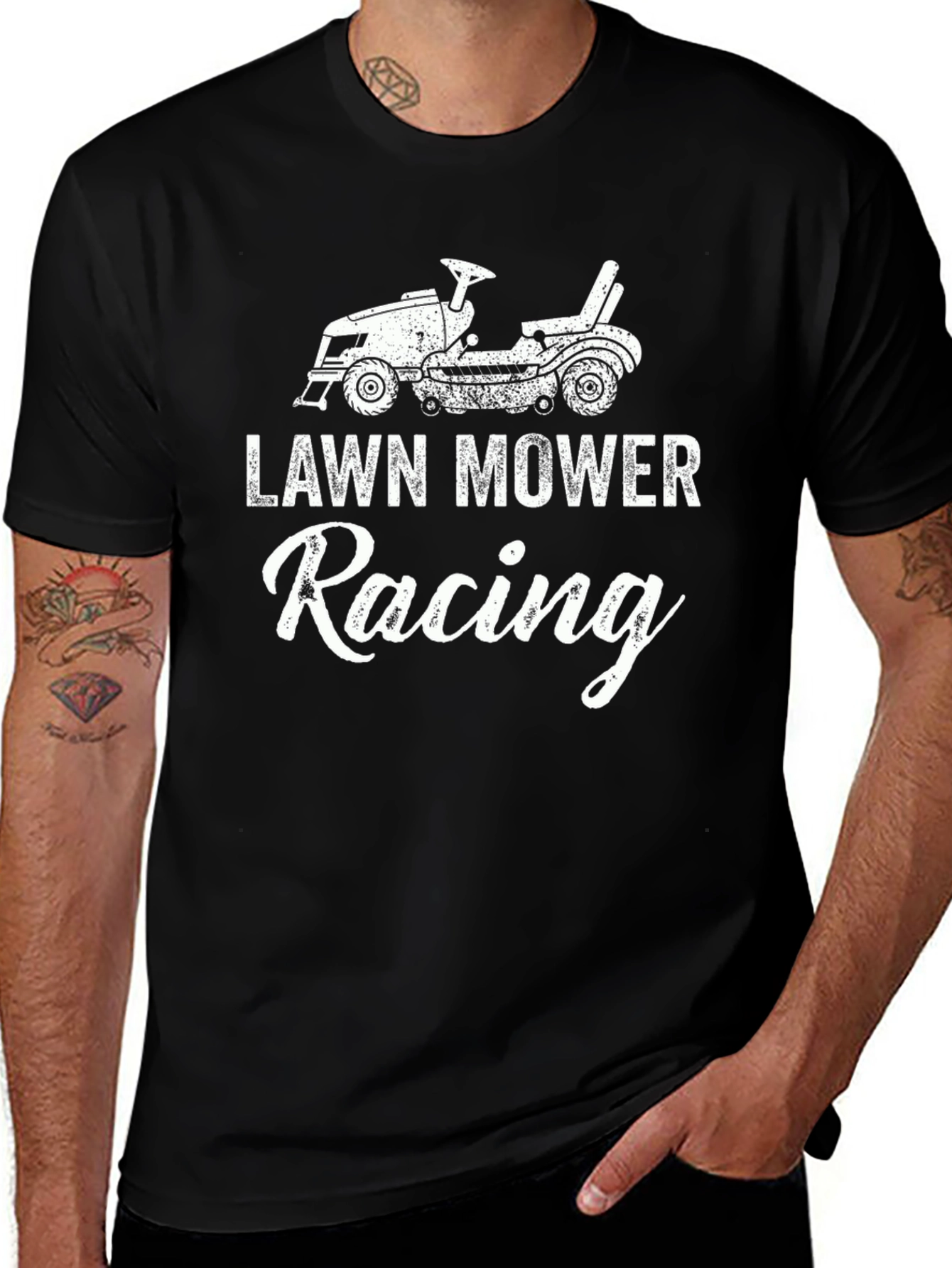 Lawn Mower Racing T-Shirt - Novelty Graphic Tee