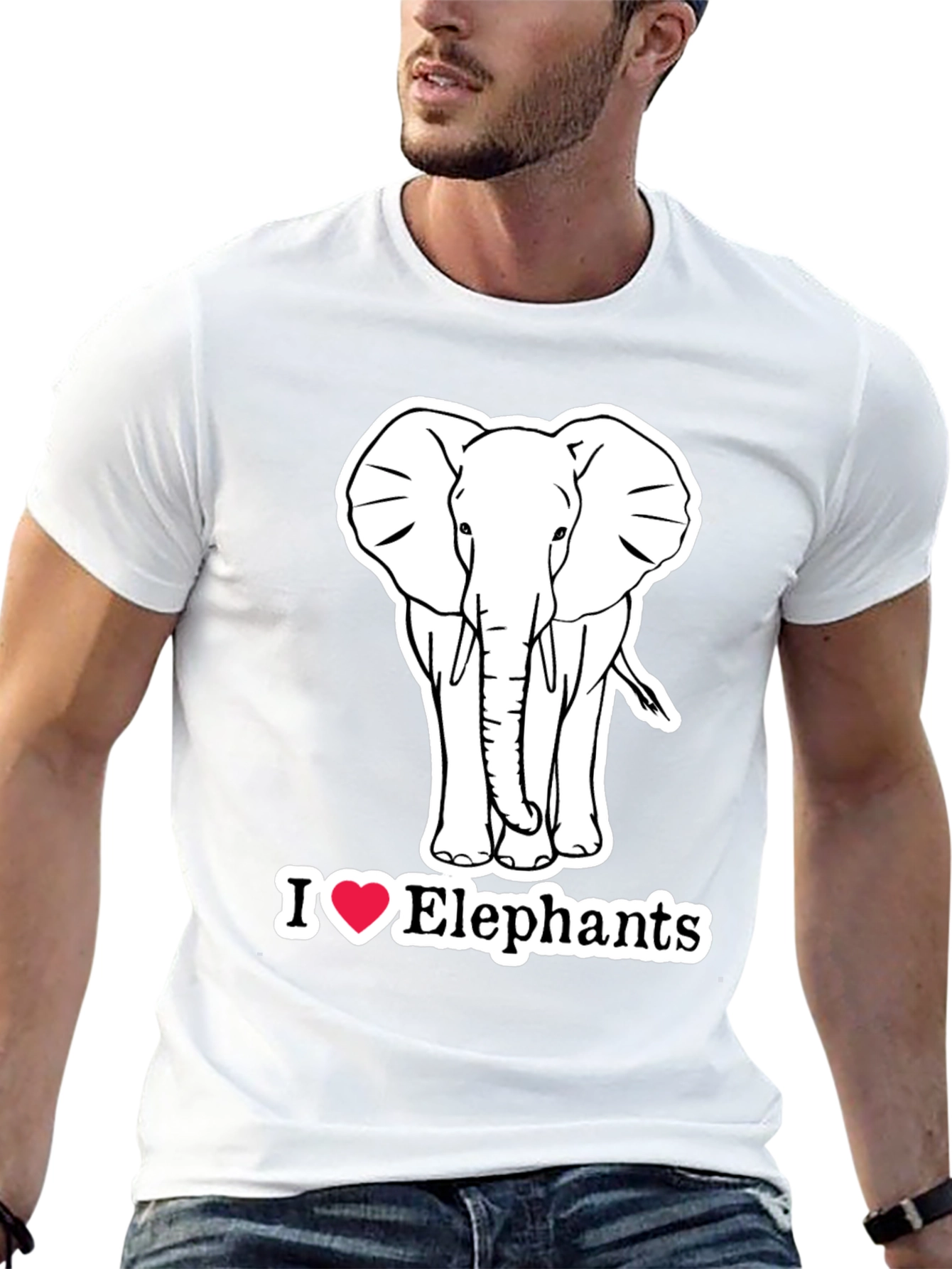 I Love Elephants Graphic T-Shirt - Black Cotton Tee