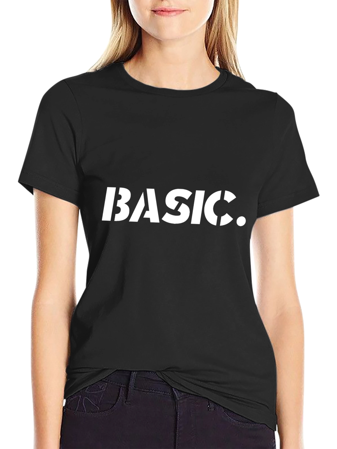 Basic Stencil Tee - Mens Black Cotton Graphic T-Shirt