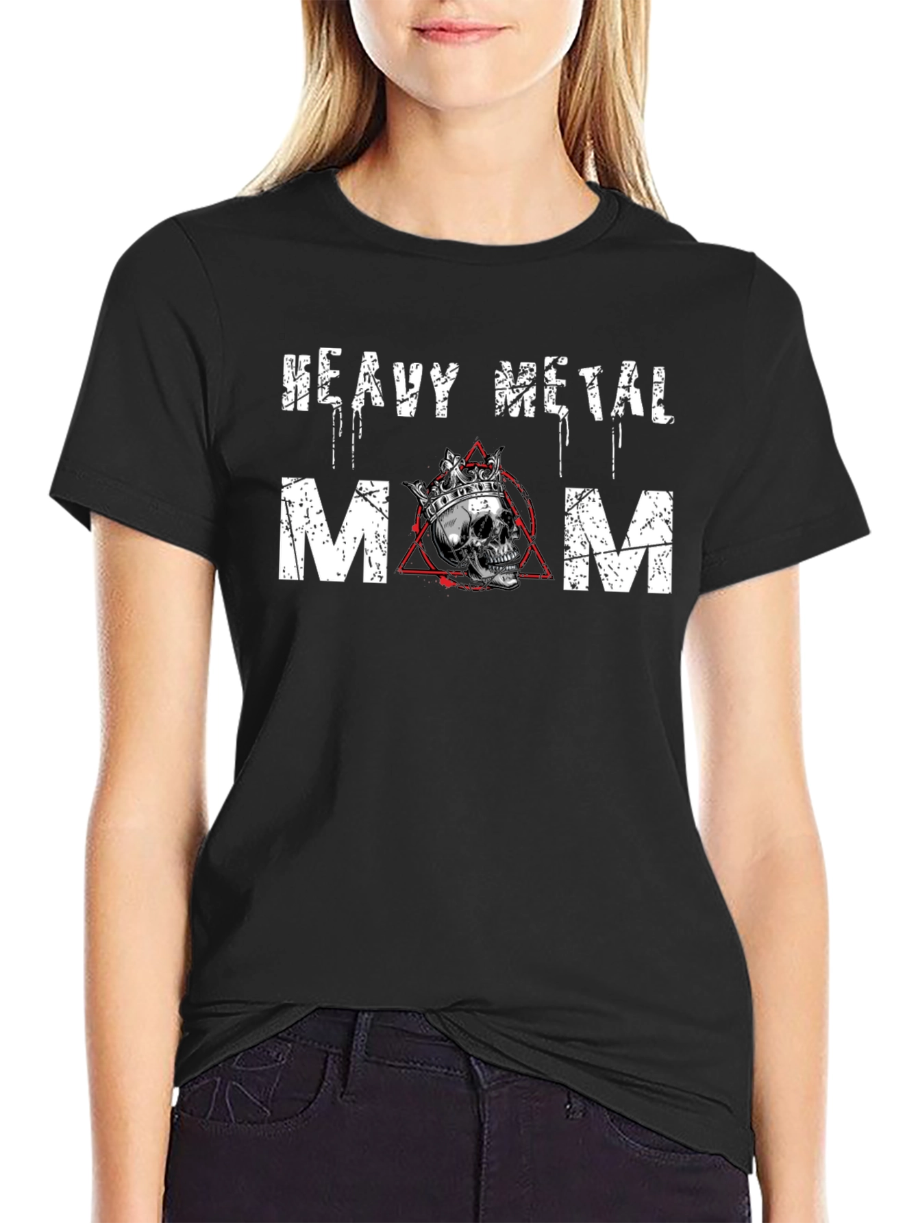 Heavy Metal Mom T-Shirt - Crowned Skull Graphic