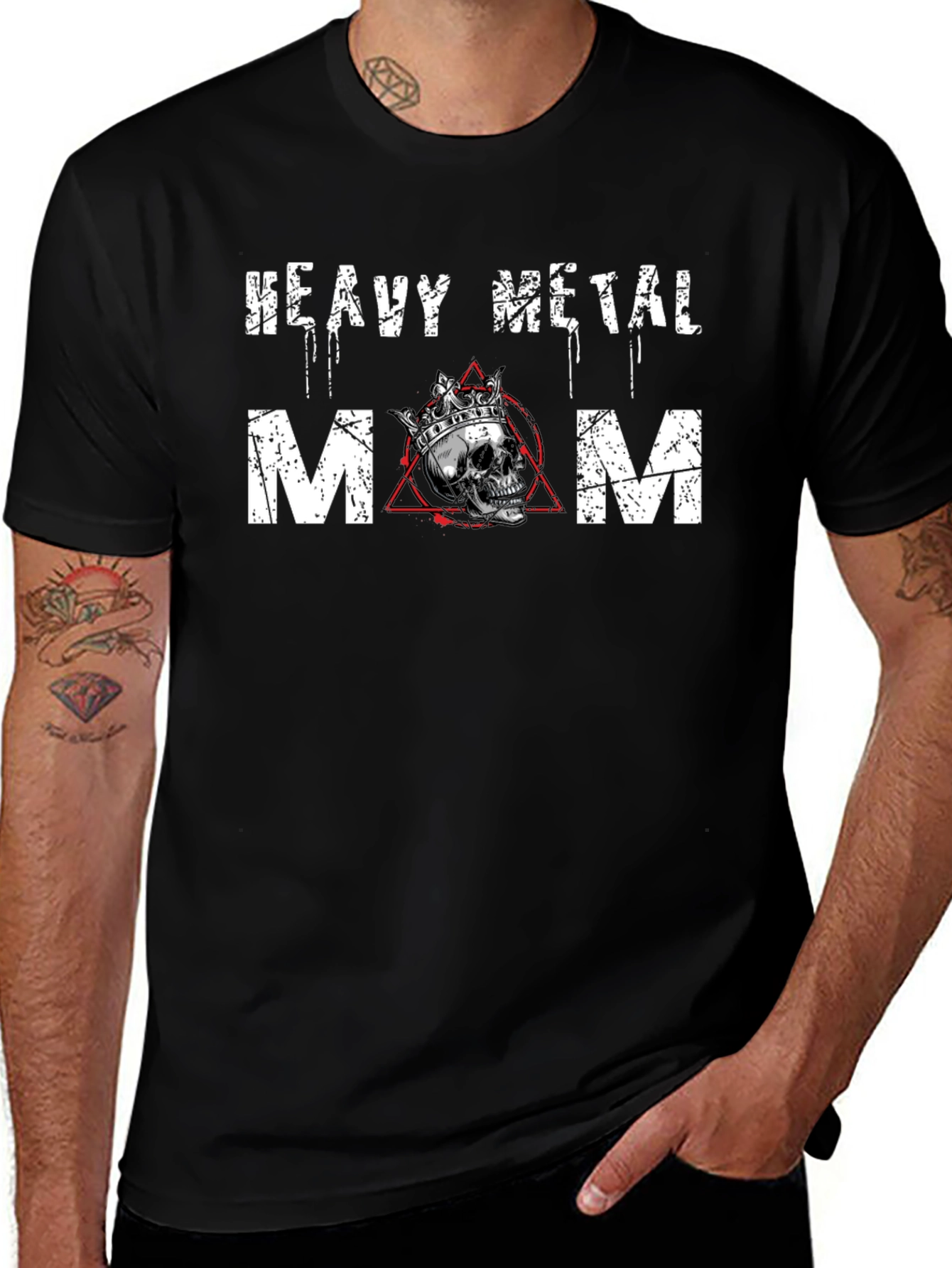 Heavy Metal Mom T-Shirt - Crowned Skull Graphic