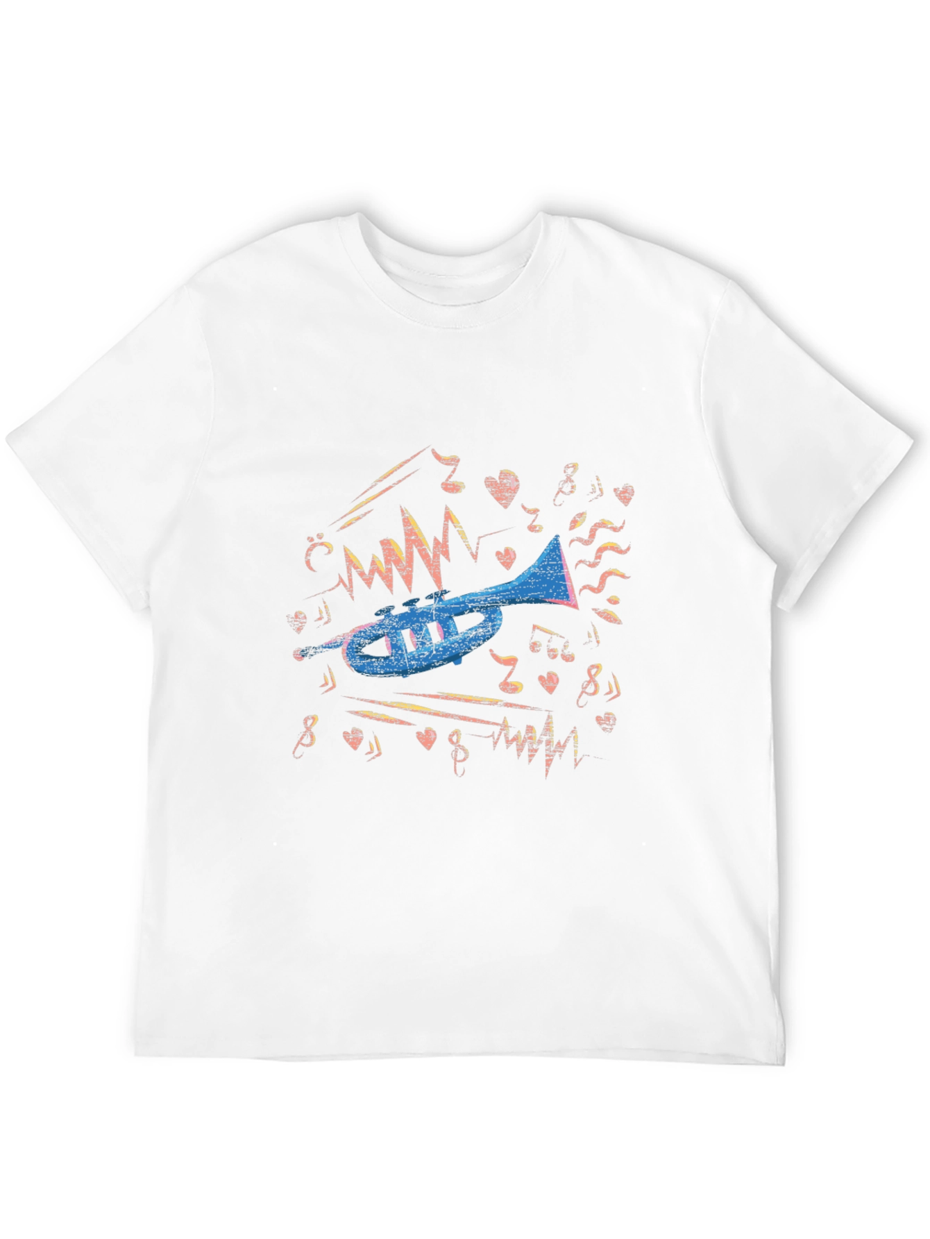 Musical Trumpet Graphic Tee - Black Cotton T-Shirt