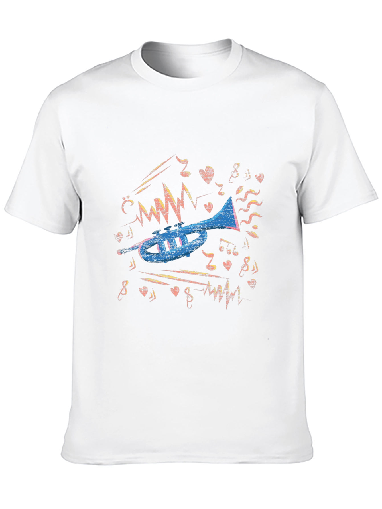 Musical Trumpet Graphic Tee - Black Cotton T-Shirt