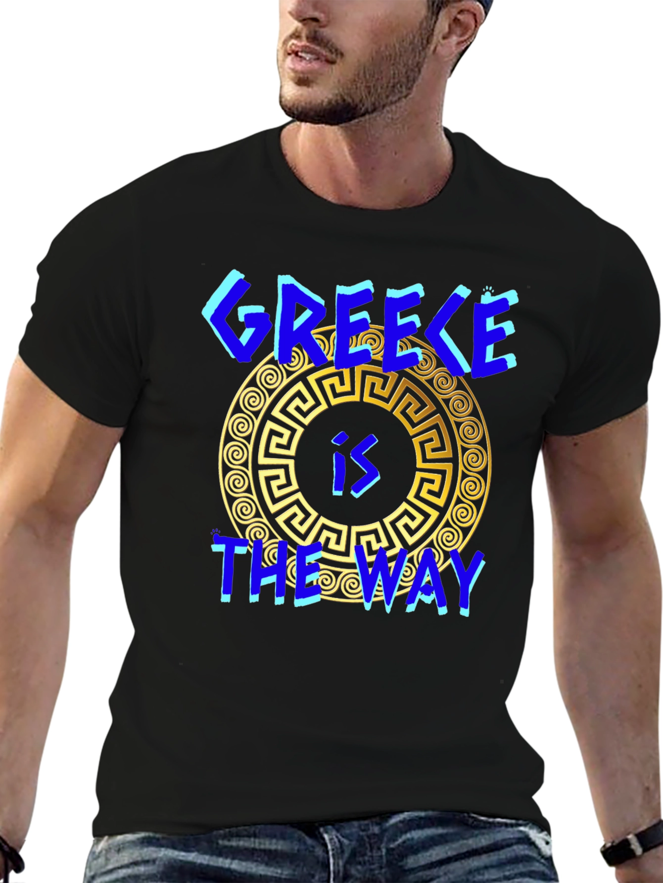Greece is The Way T-Shirt Black Cotton