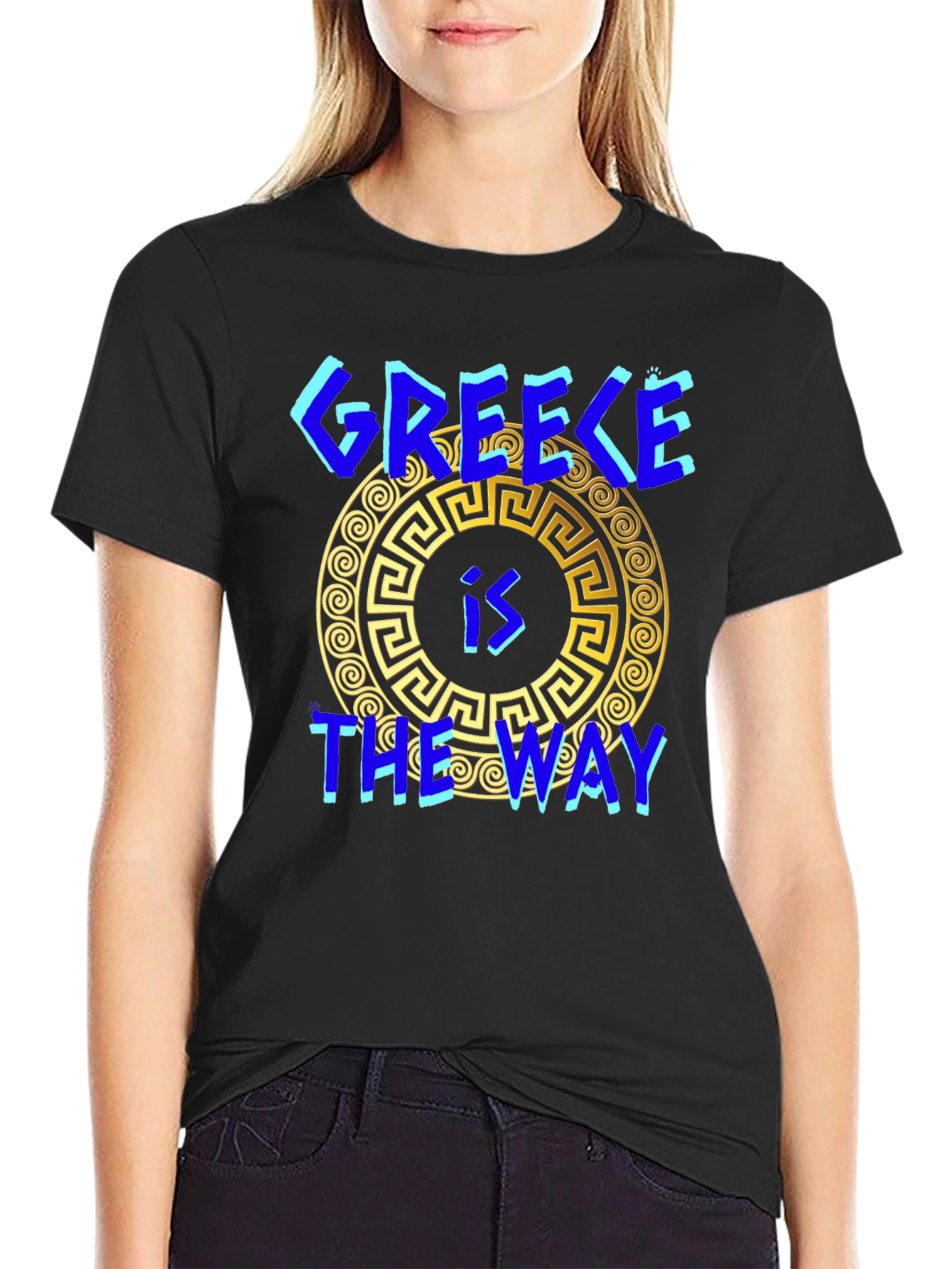 Greece is The Way T-Shirt Black Cotton