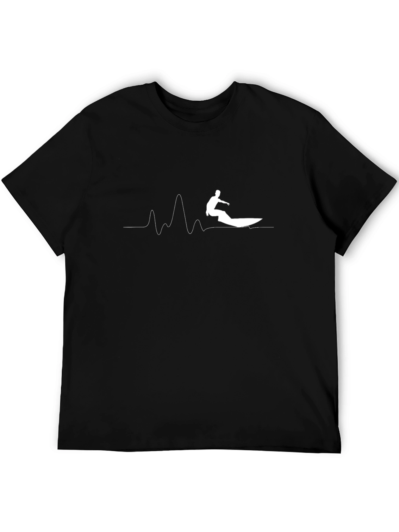 Surfer Wave Graphic Tee - Cool Black Cotton T-Shirt