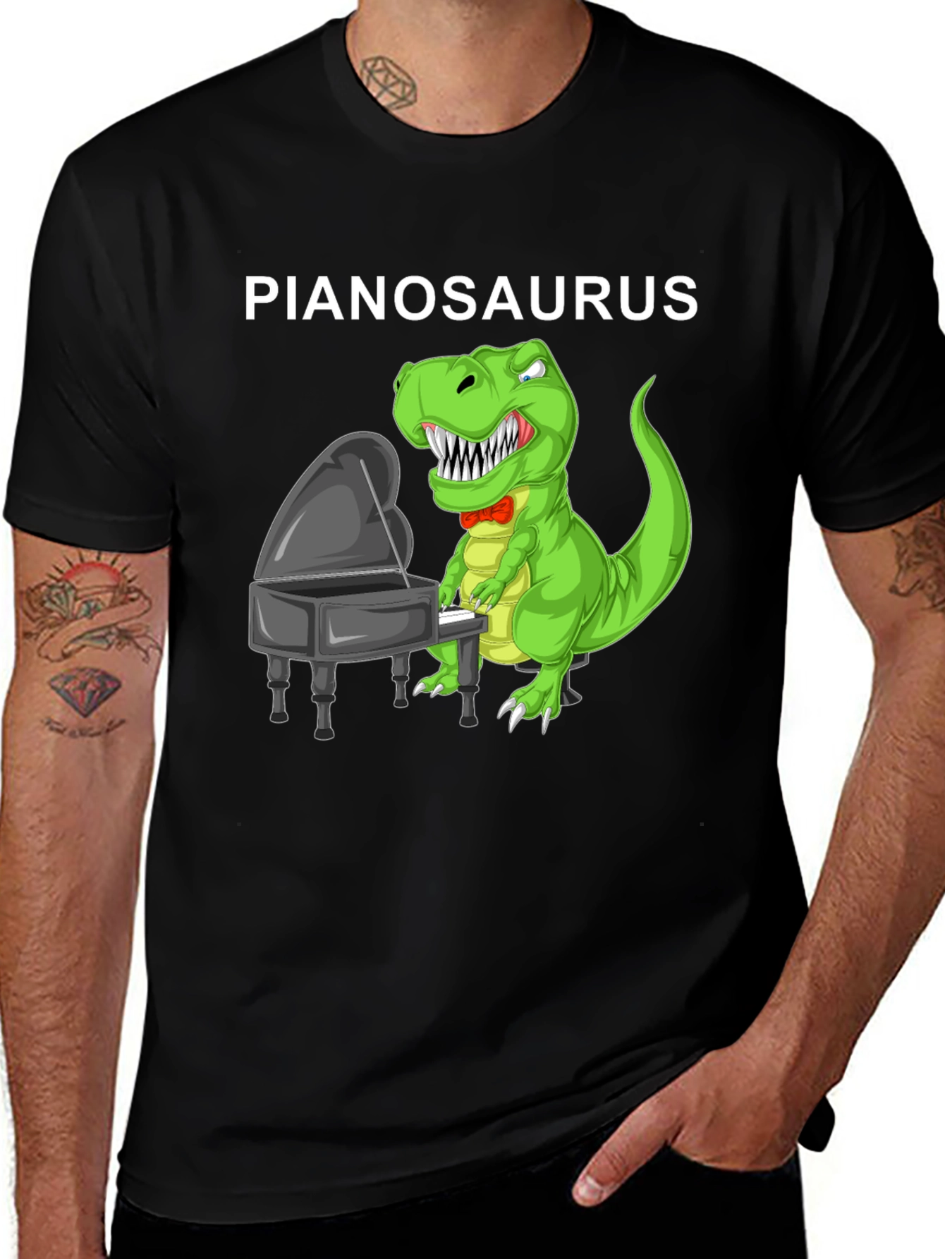 Pianosaurus T-Shirt: Dinosaur Piano Player Tee