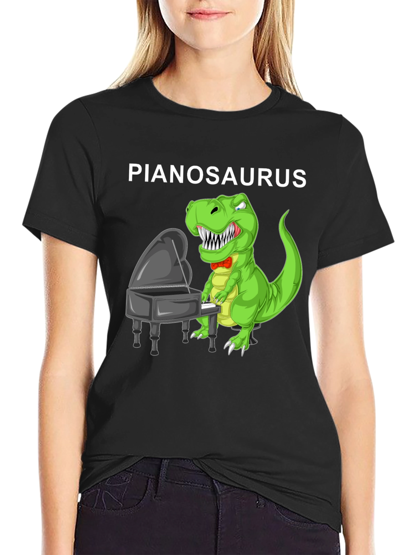 Pianosaurus T-Shirt: Dinosaur Piano Player Tee