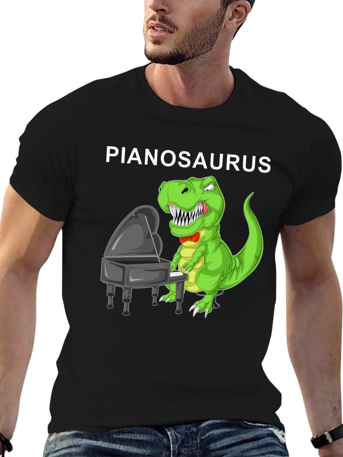 Pianosaurus T-Shirt: Dinosaur Piano Player Tee