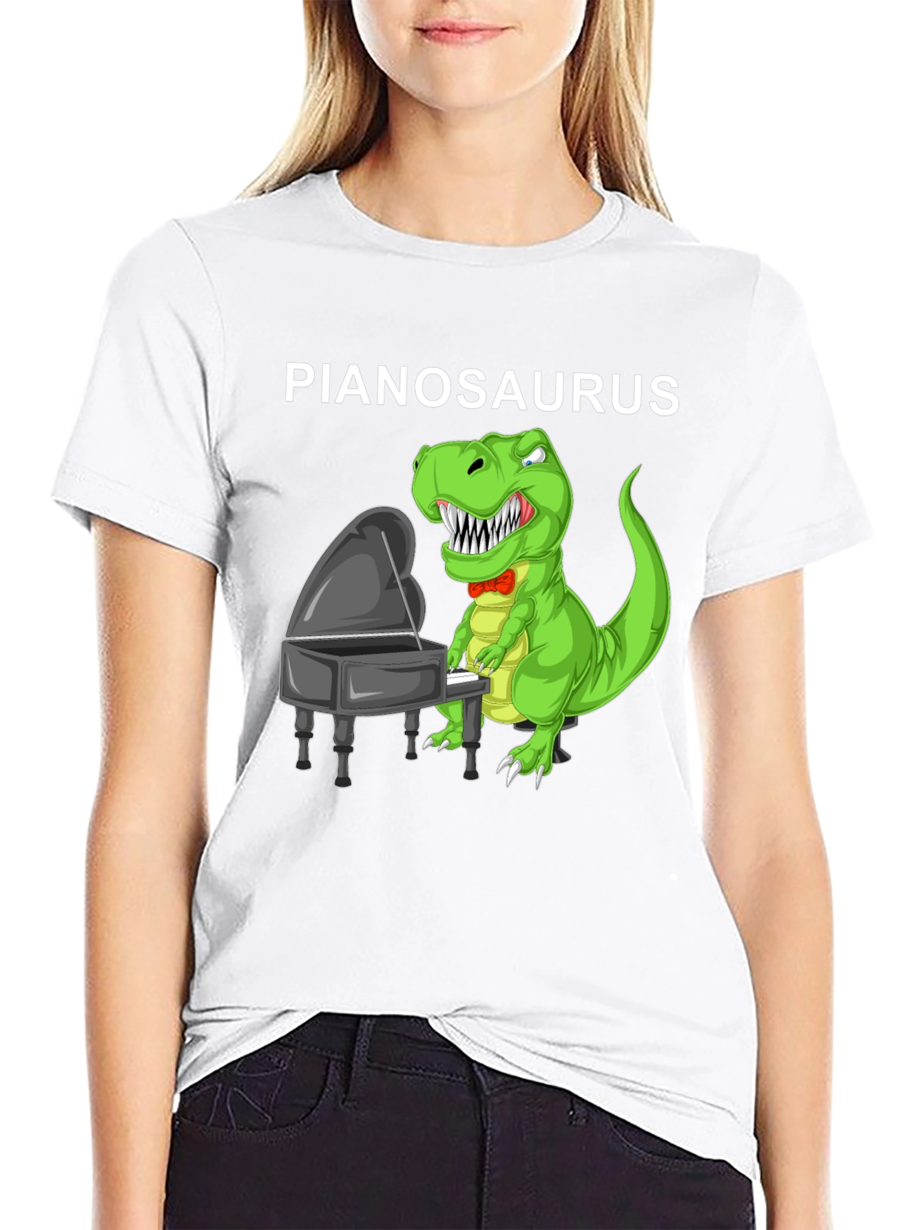 Pianosaurus T-Shirt: Dinosaur Piano Player Tee