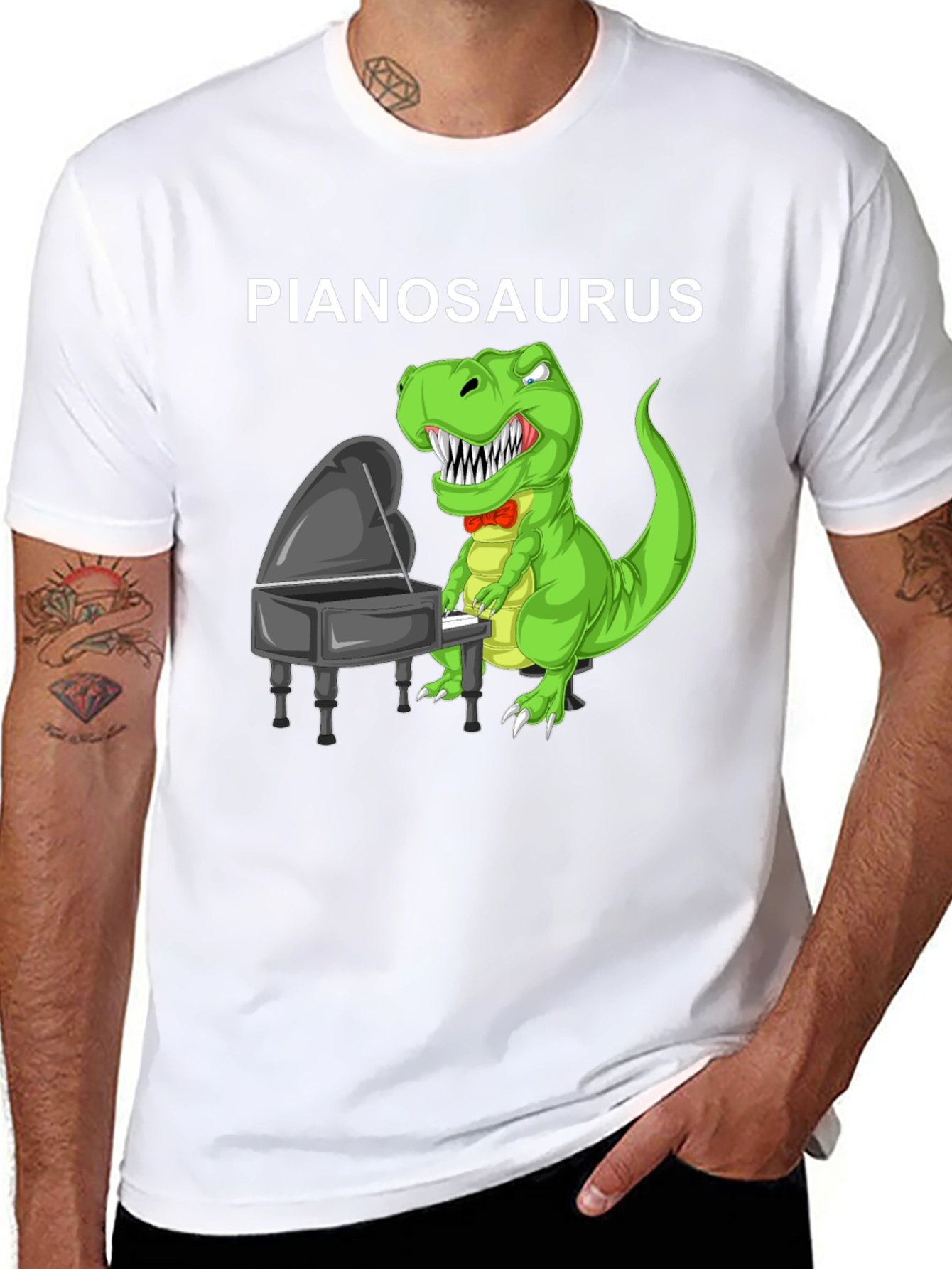 Pianosaurus T-Shirt: Dinosaur Piano Player Tee