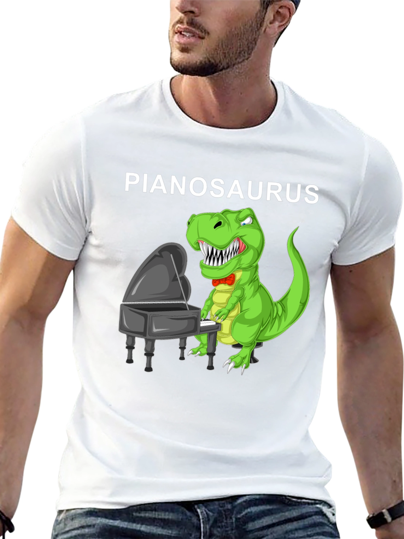 Pianosaurus T-Shirt: Dinosaur Piano Player Tee