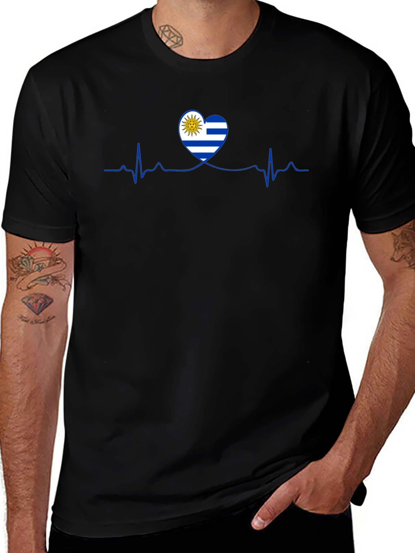 Uruguay Heartbeat Flag T-Shirt