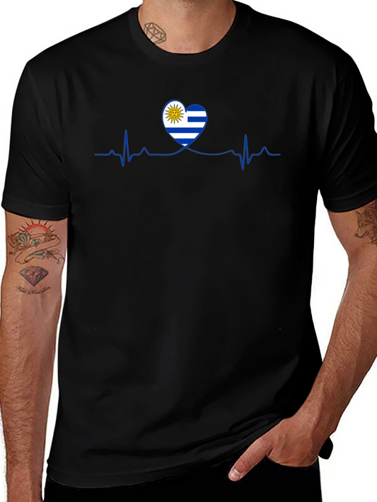 Uruguay Heartbeat Flag T-Shirt