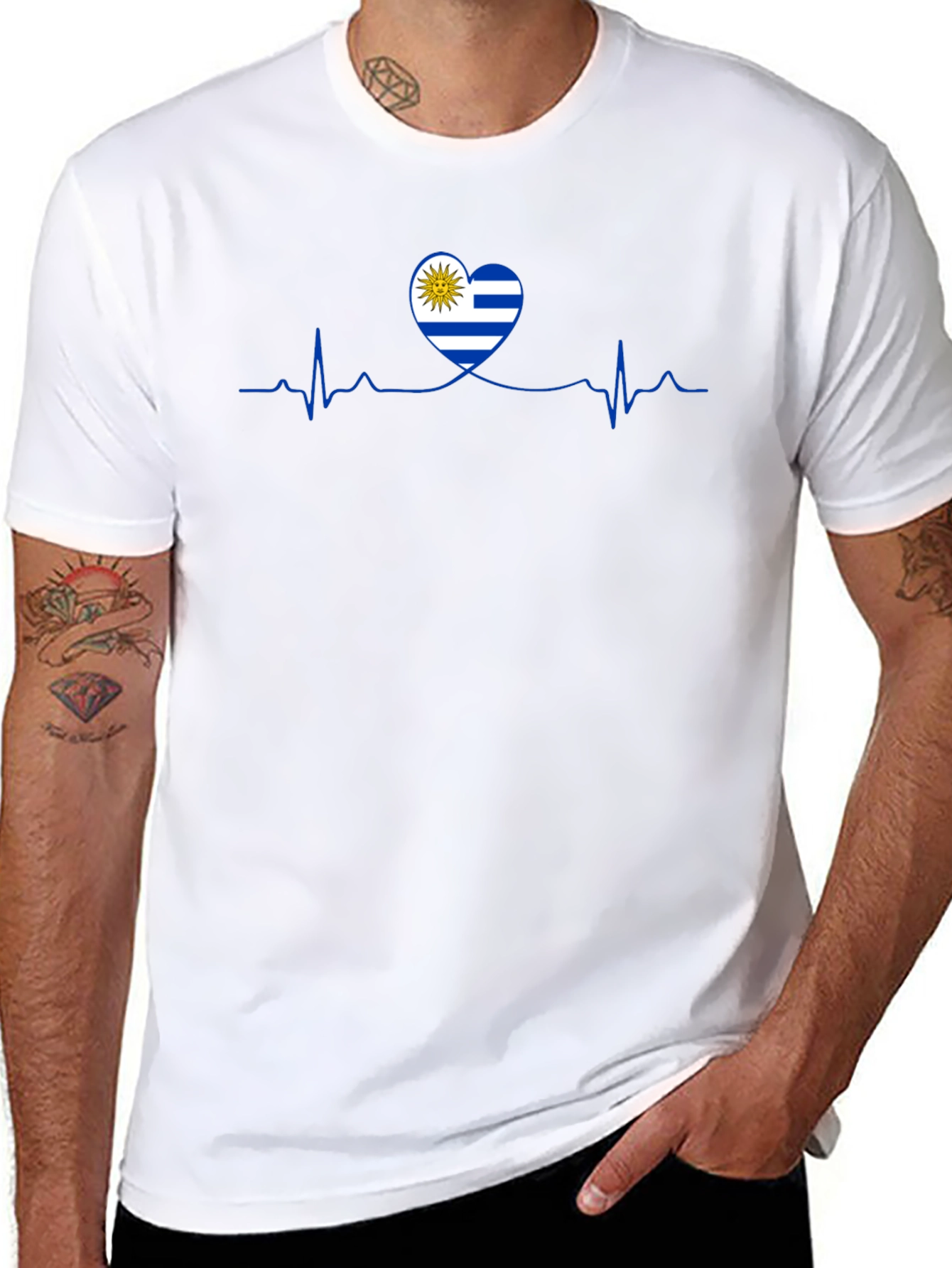 Uruguay Heartbeat Flag T-Shirt