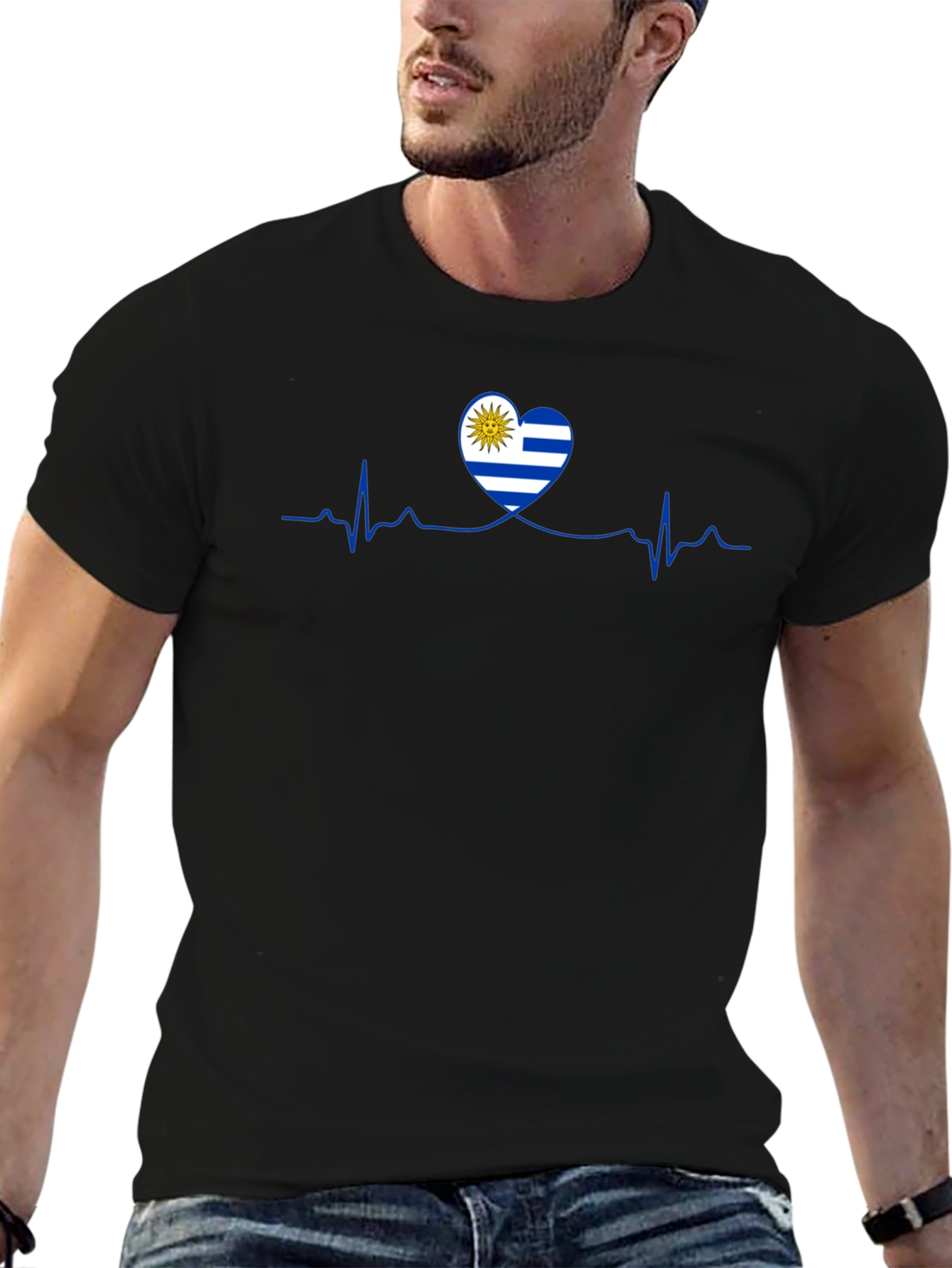 Uruguay Heartbeat Flag T-Shirt