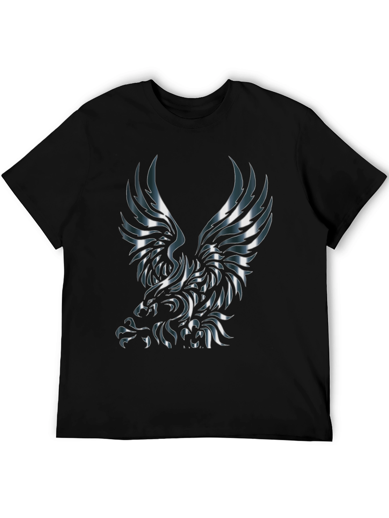 Metallic Eagle Graphic Black T-Shirt