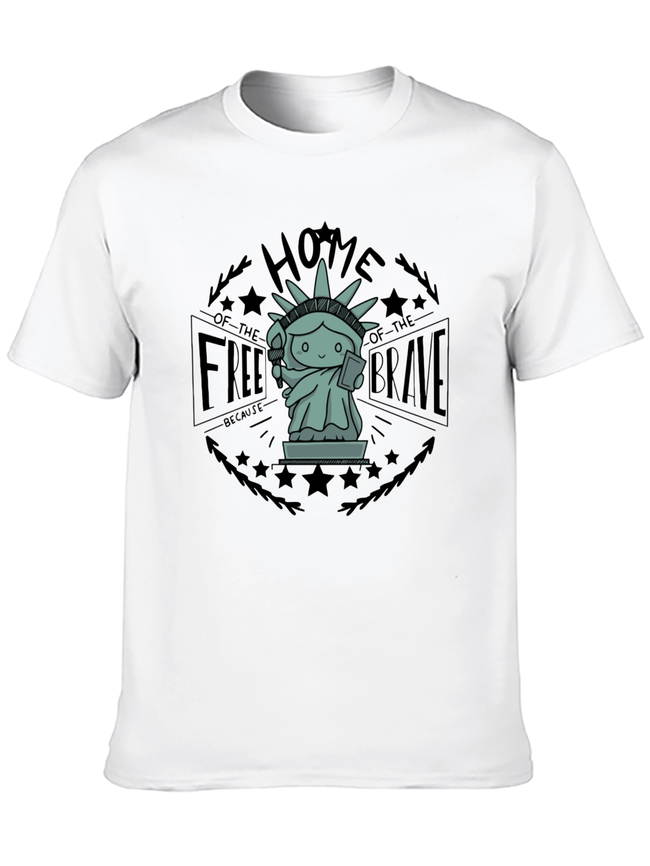 Home of the Free T-Shirt - Liberty Statue Design