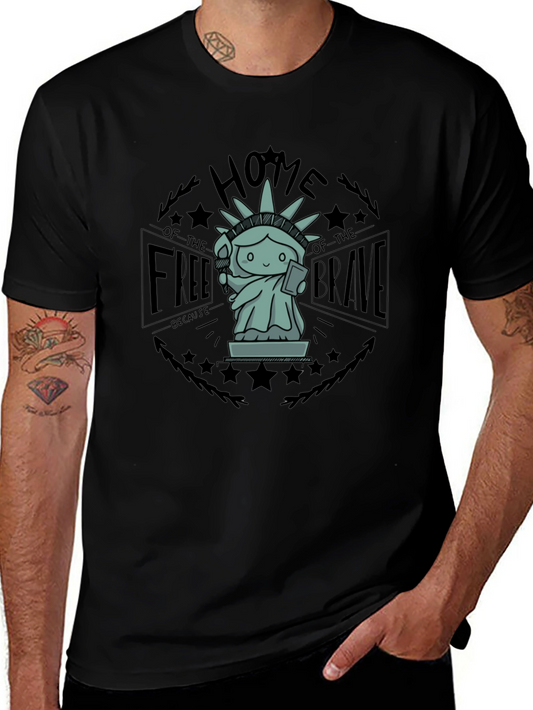 Home of the Free T-Shirt - Liberty Statue Design