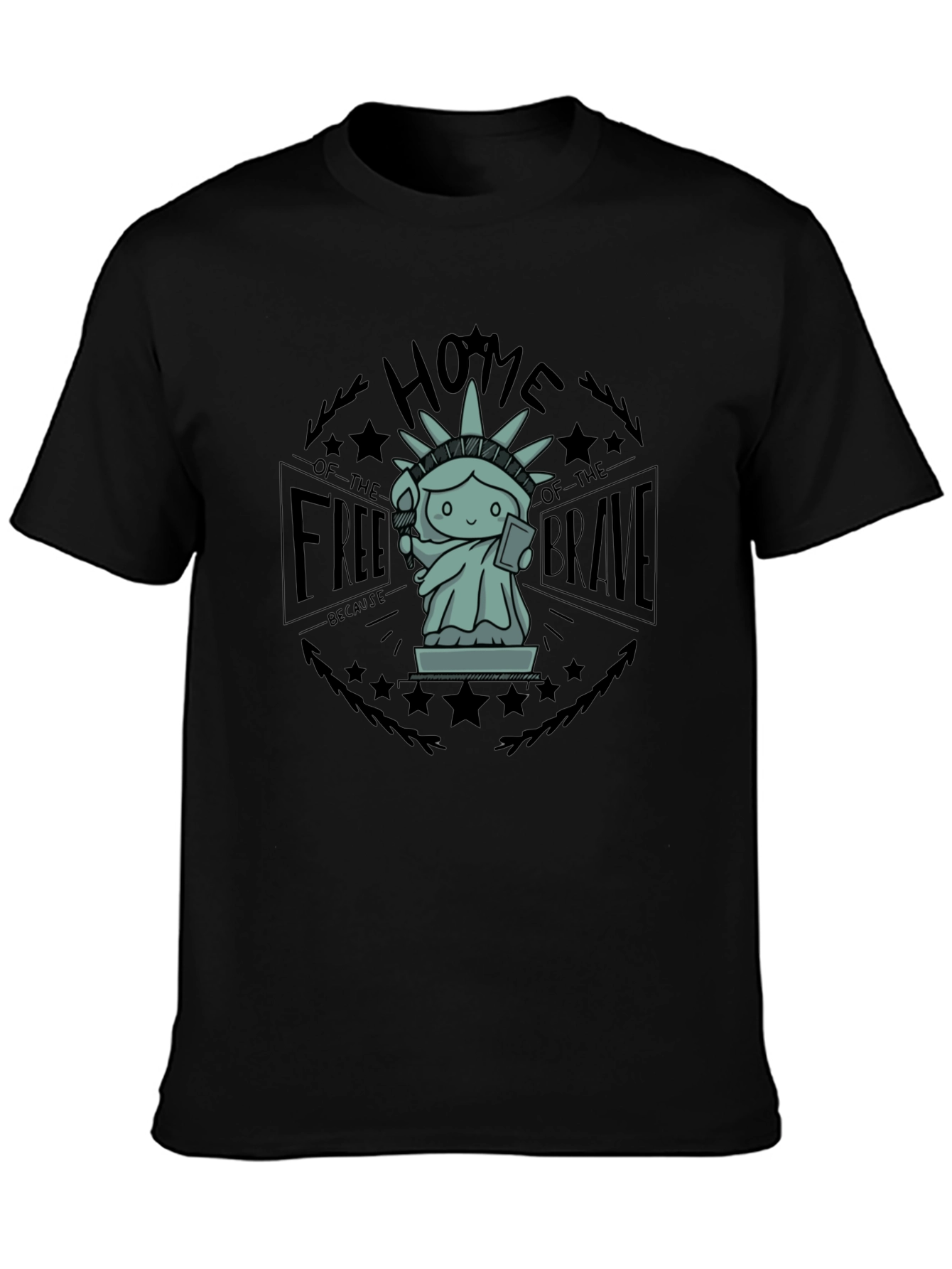 Home of the Free T-Shirt - Liberty Statue Design