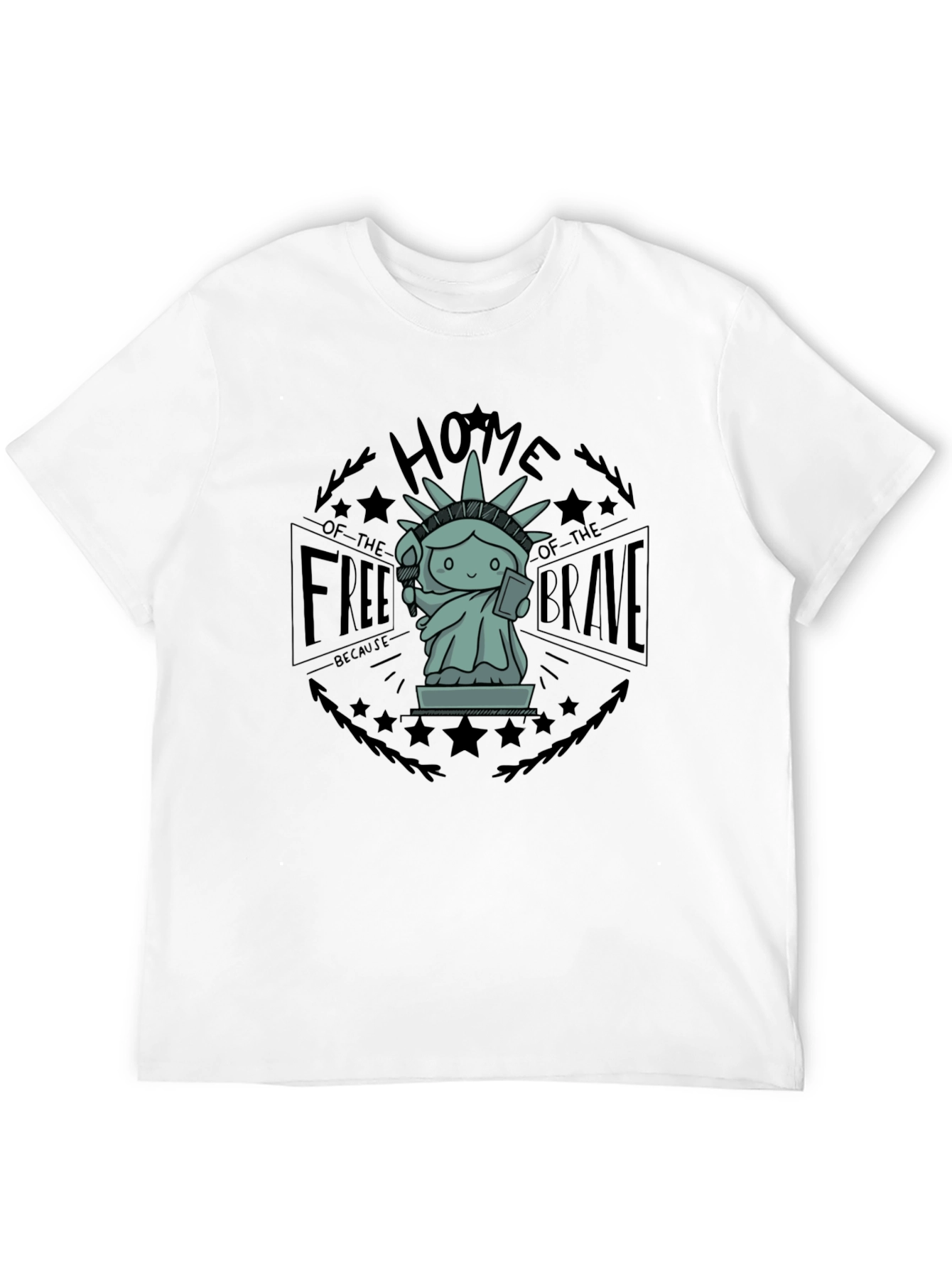 Home of the Free T-Shirt - Liberty Statue Design
