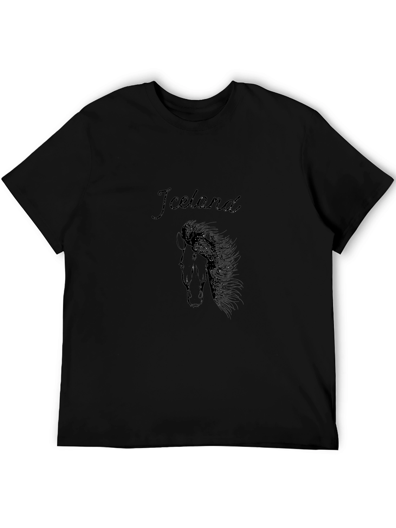 Iceland Horse Graphic Tee - Stylish Black T-Shirt