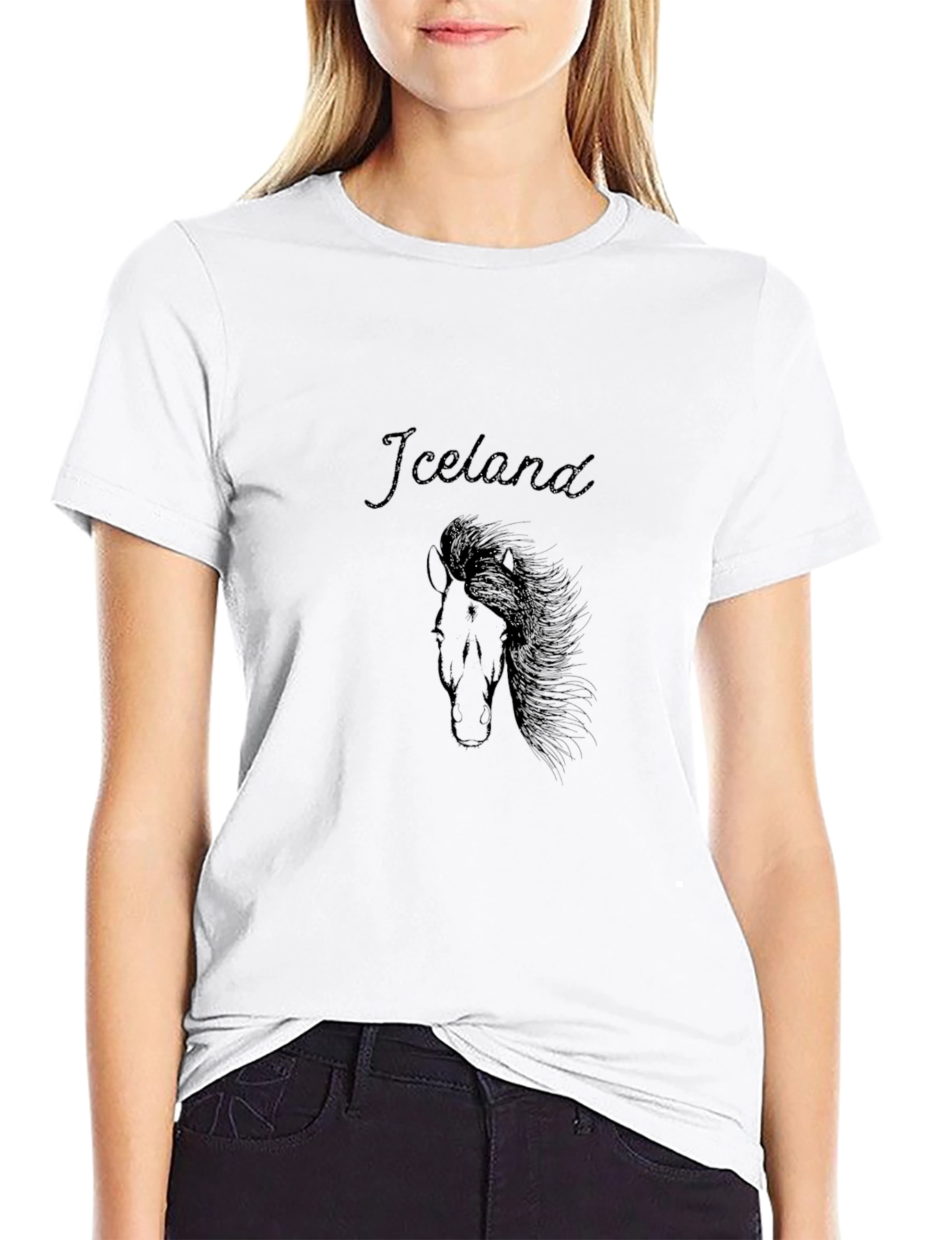 Iceland Horse Graphic Tee - Stylish Black T-Shirt