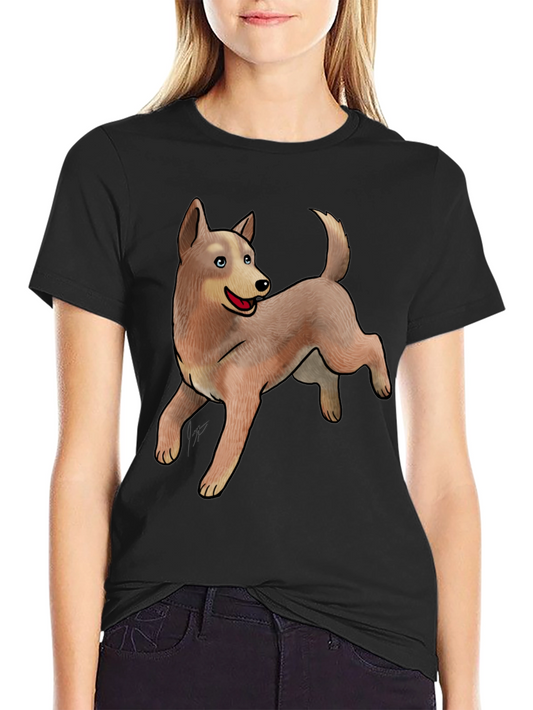 Black Tee with Cute Dog Design