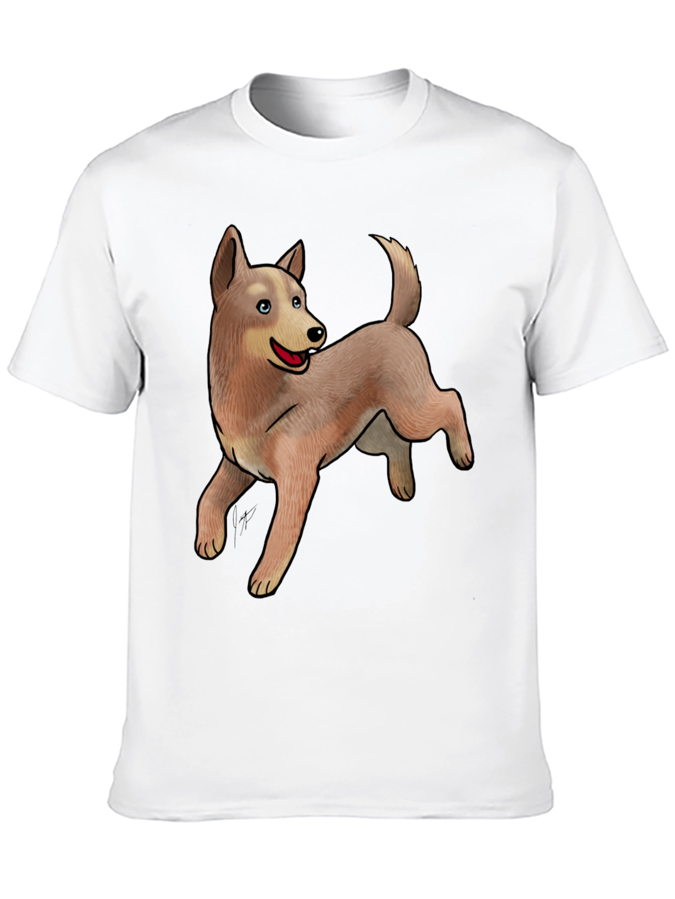 Black Tee with Cute Dog Design