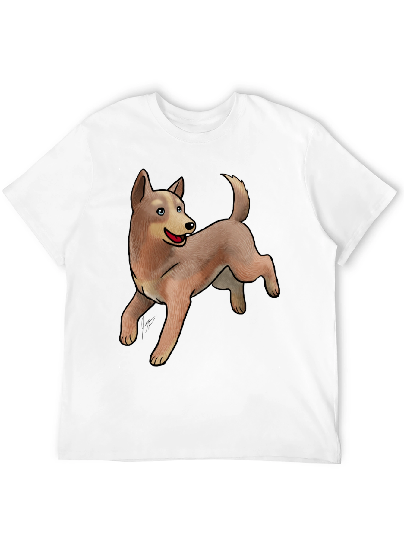 Black Tee with Cute Dog Design