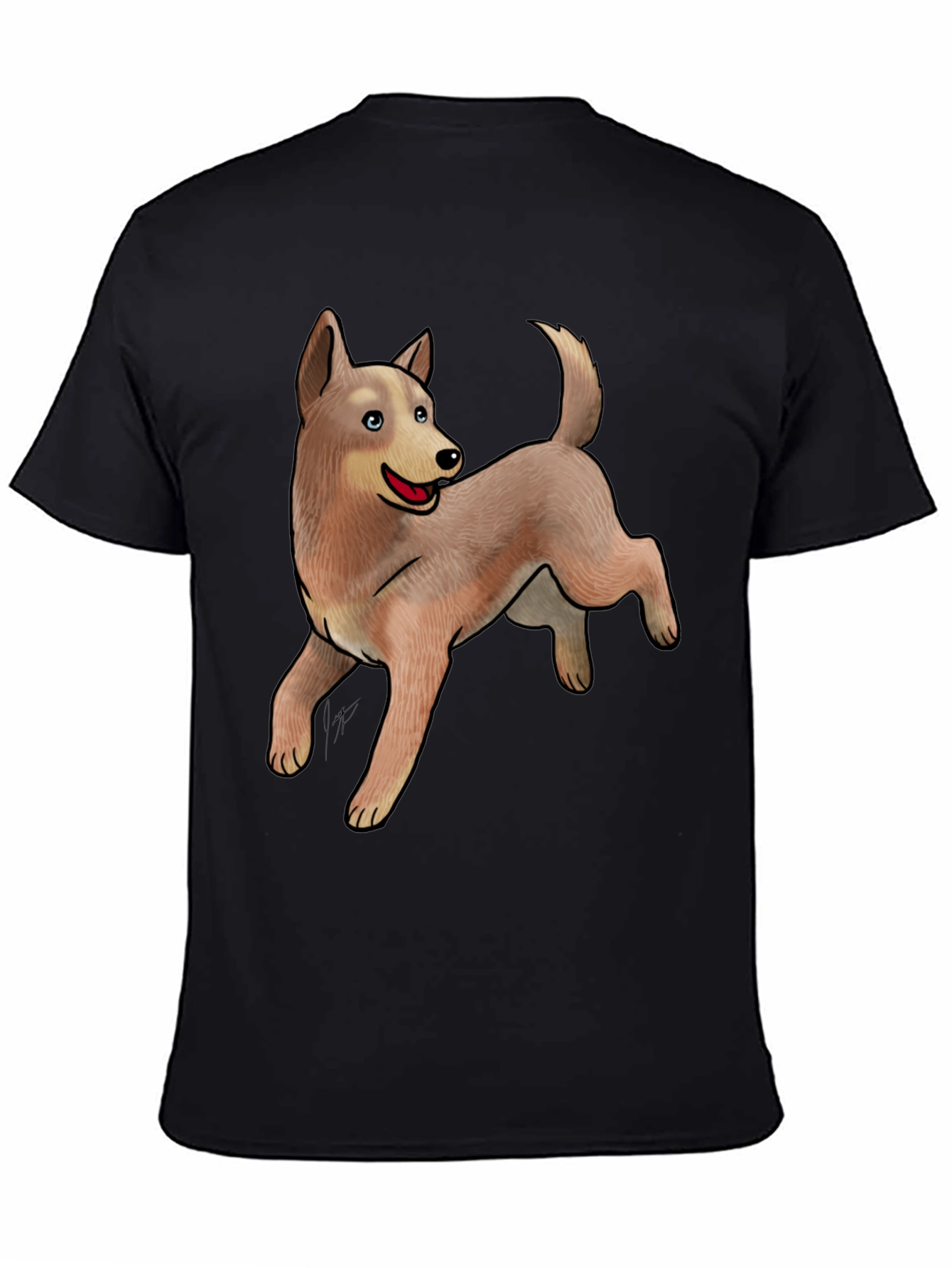 Black Tee with Cute Dog Design