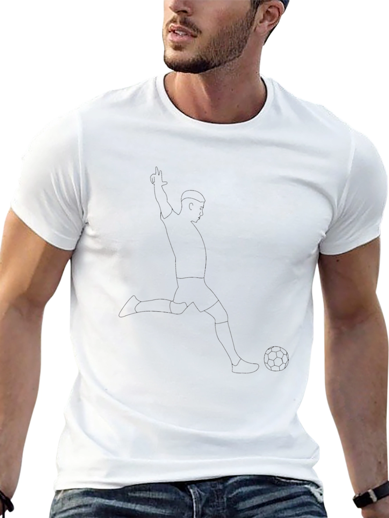Soccer Player Graphic Tee - Black