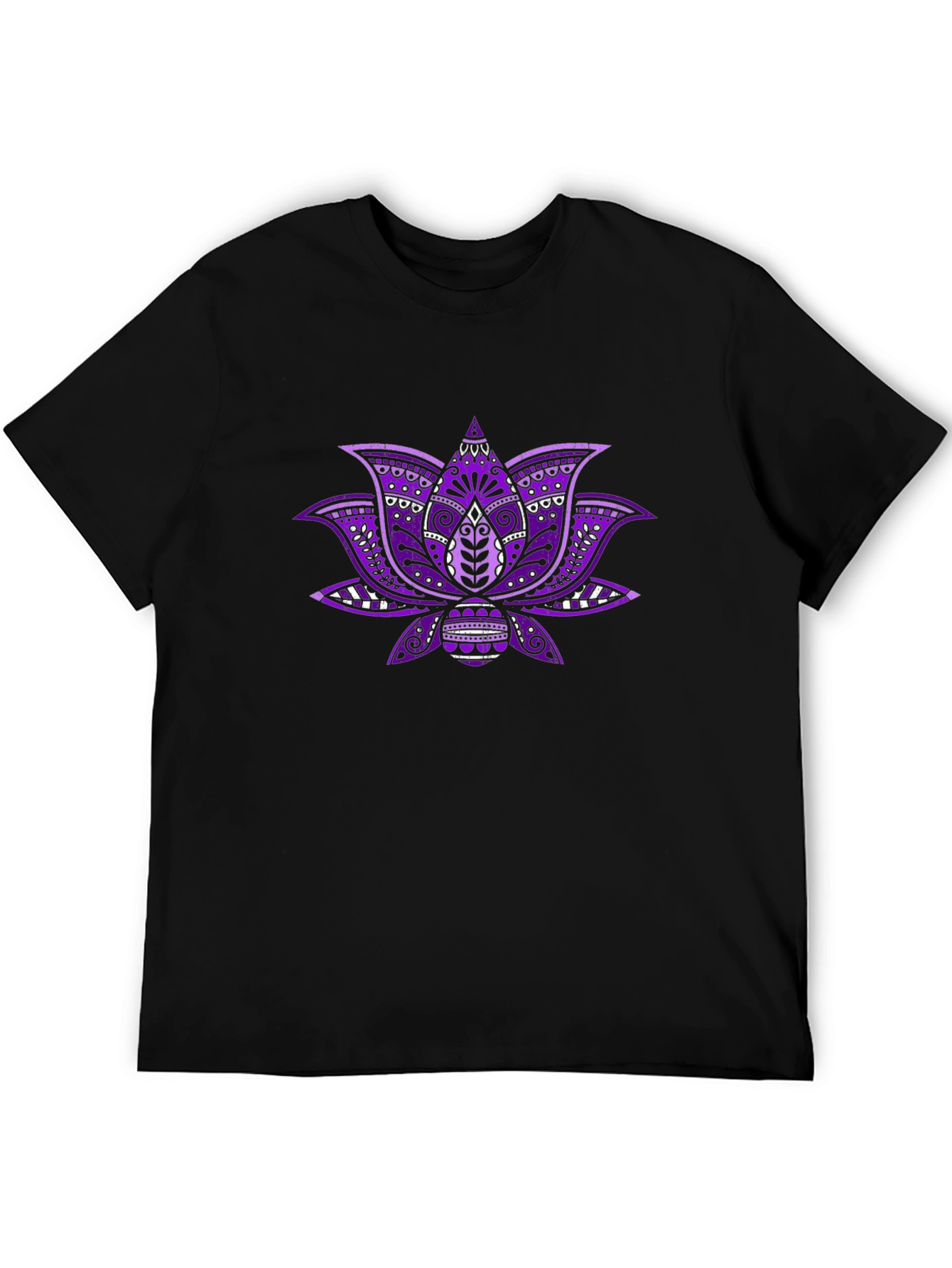 Lotus Flower Graphic Black T-Shirt