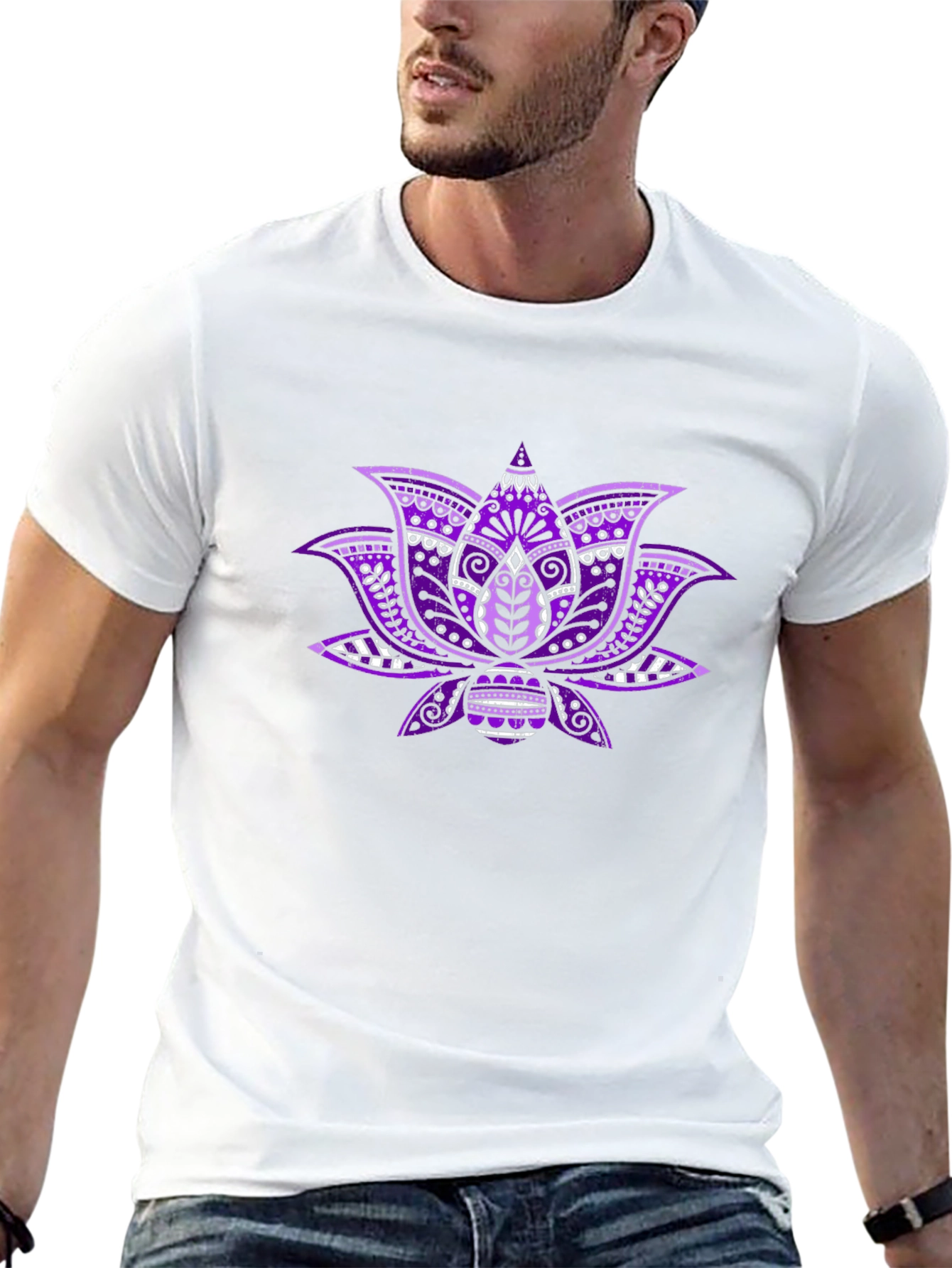 Lotus Flower Graphic Black T-Shirt